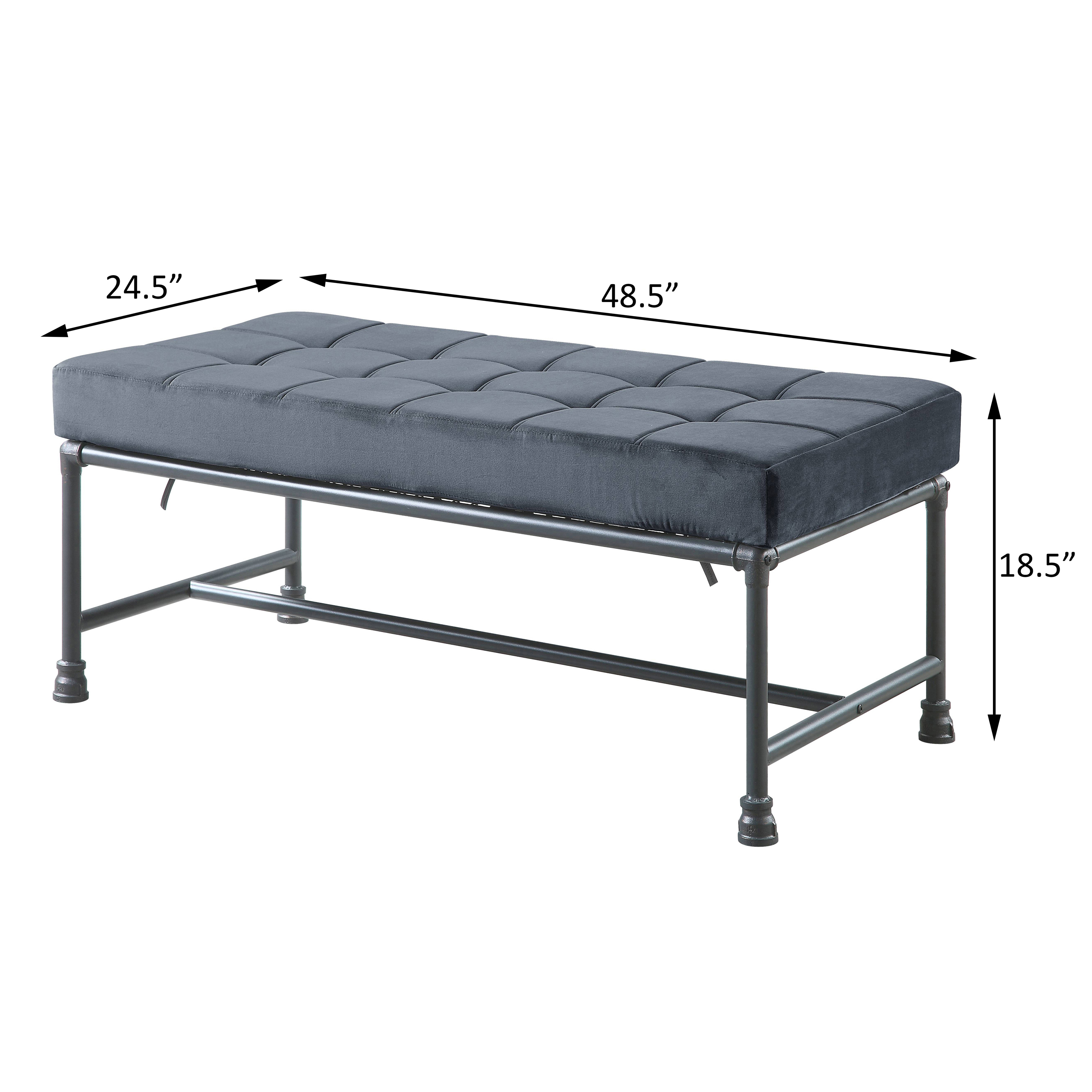 Grey and Sandy Grey Tufted Bench