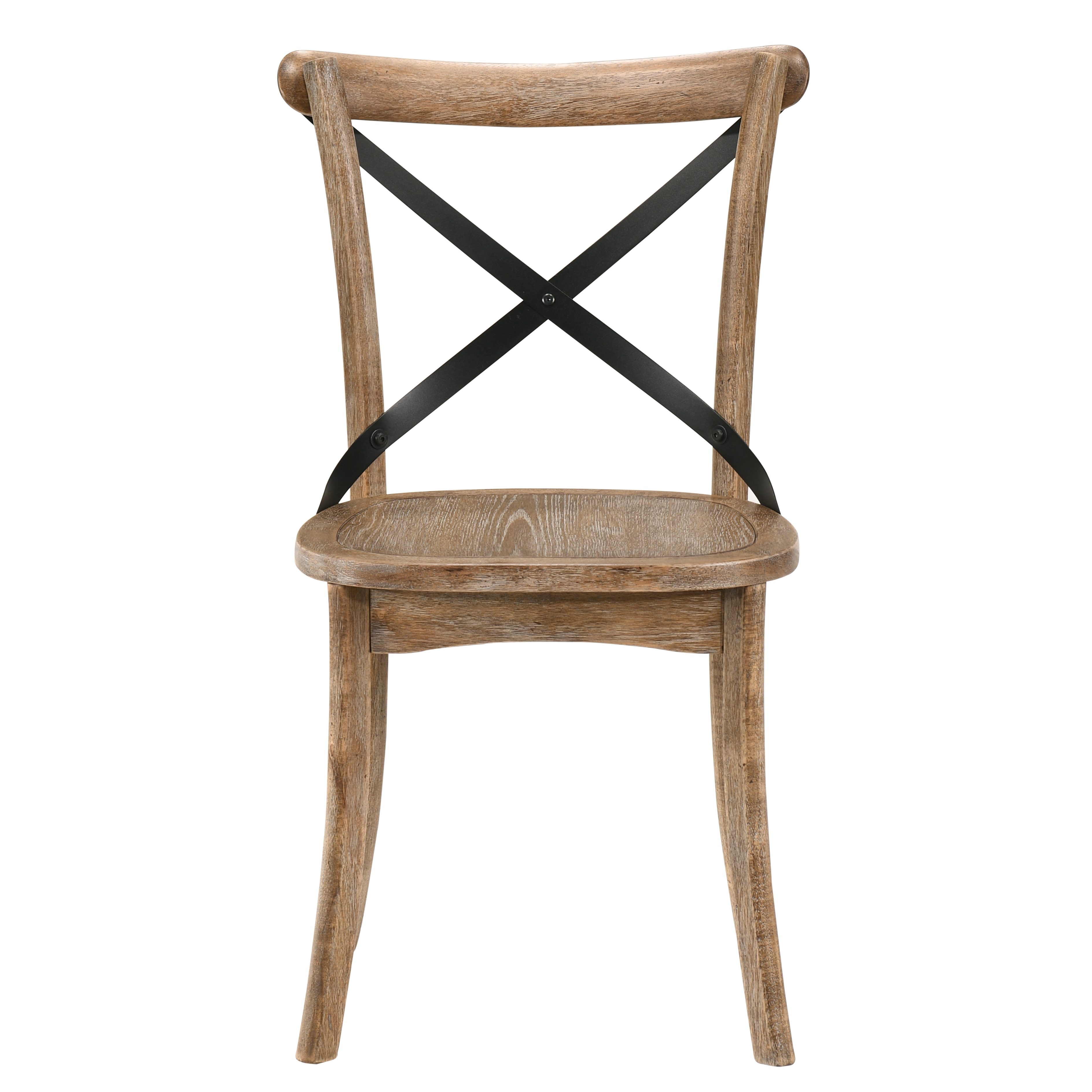 Rustic Oak Side Chair with Cross Back (Set of 2)