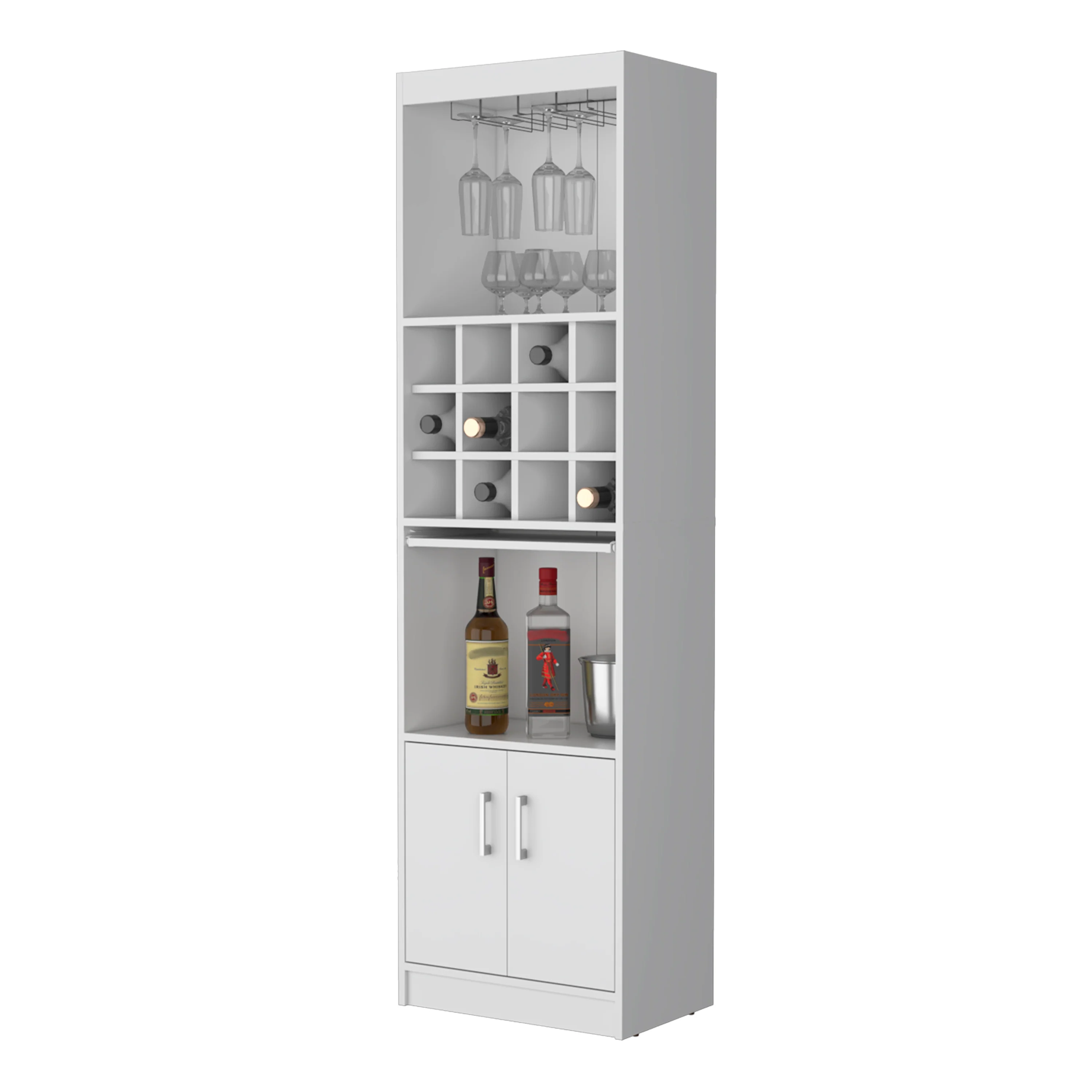 White Bar Cabinet with Wine Storage