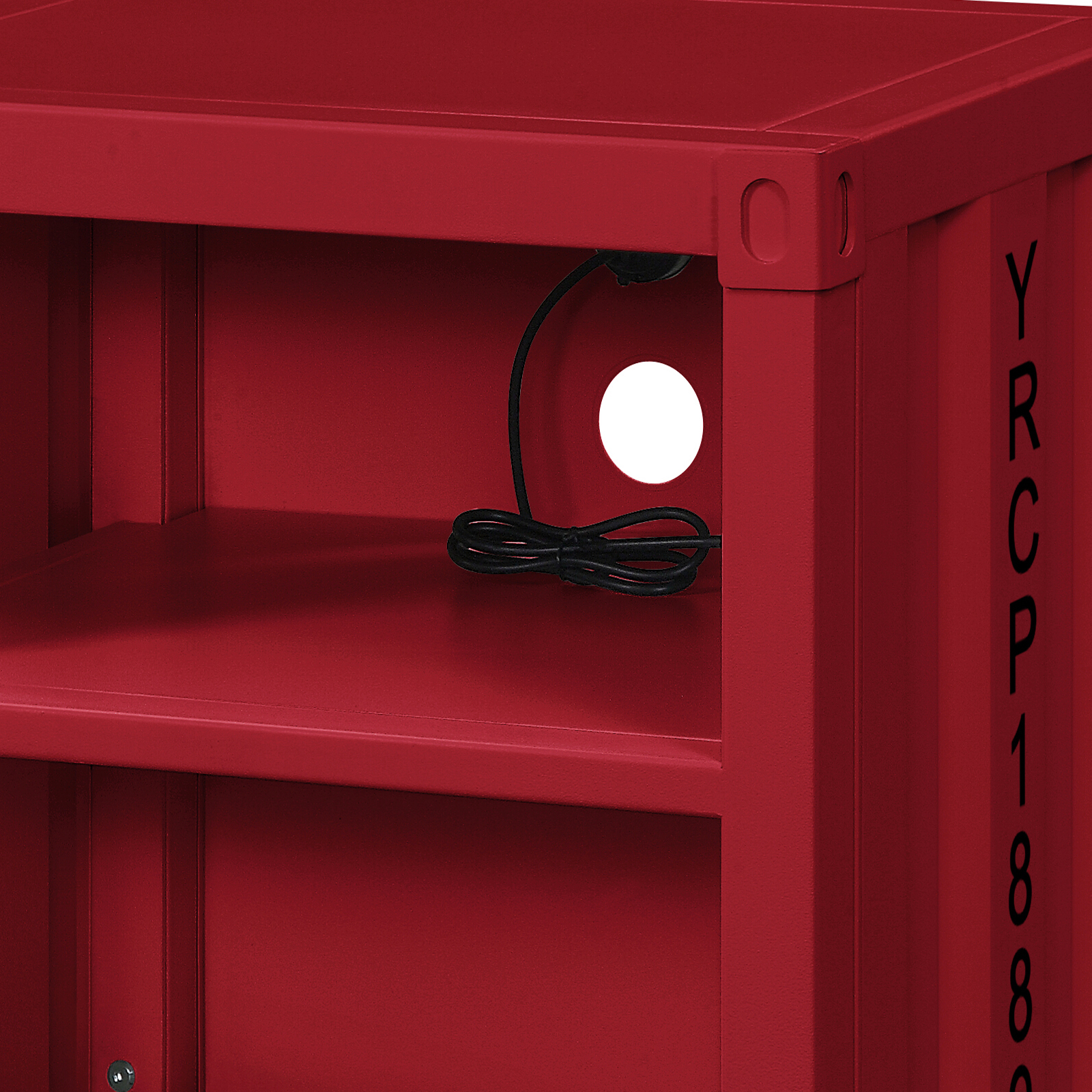 Red Nightstand with Open Shelf