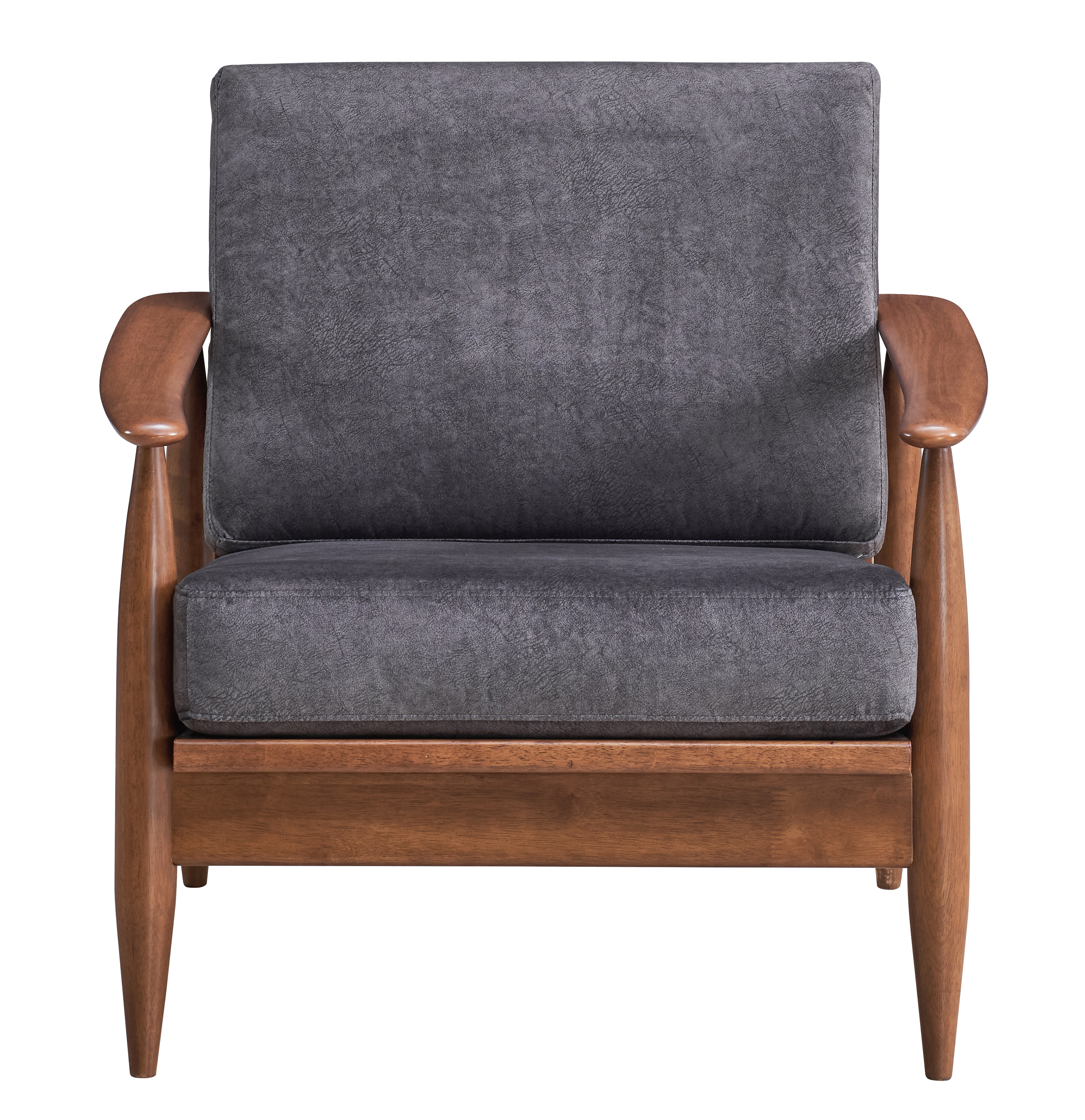 Charcoal And Brown Accent Chair with Removable Cushion