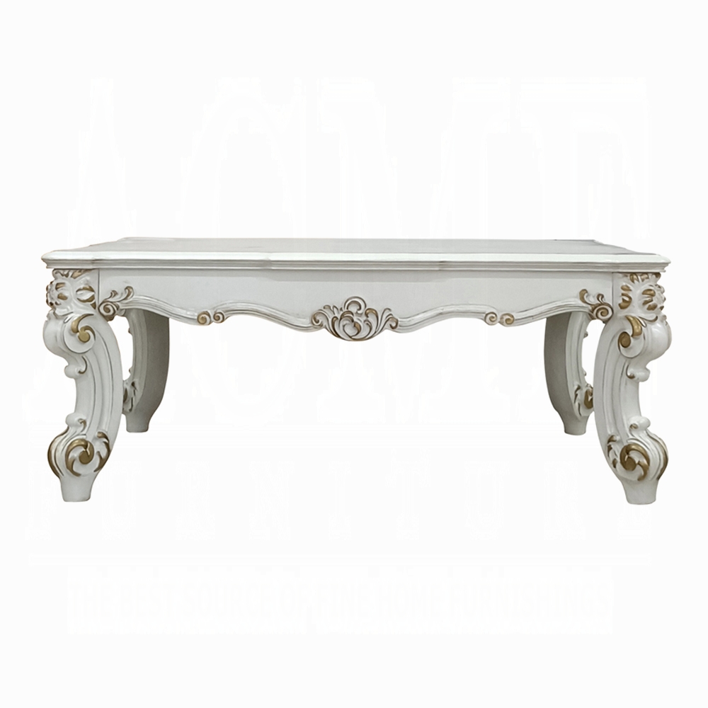 Antique Pearl Coffee Table with Scrolled Leg