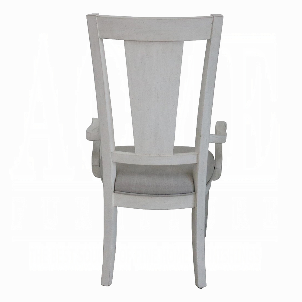 Light Grey and Weathered White Padded Arm Chair (Set of 2)