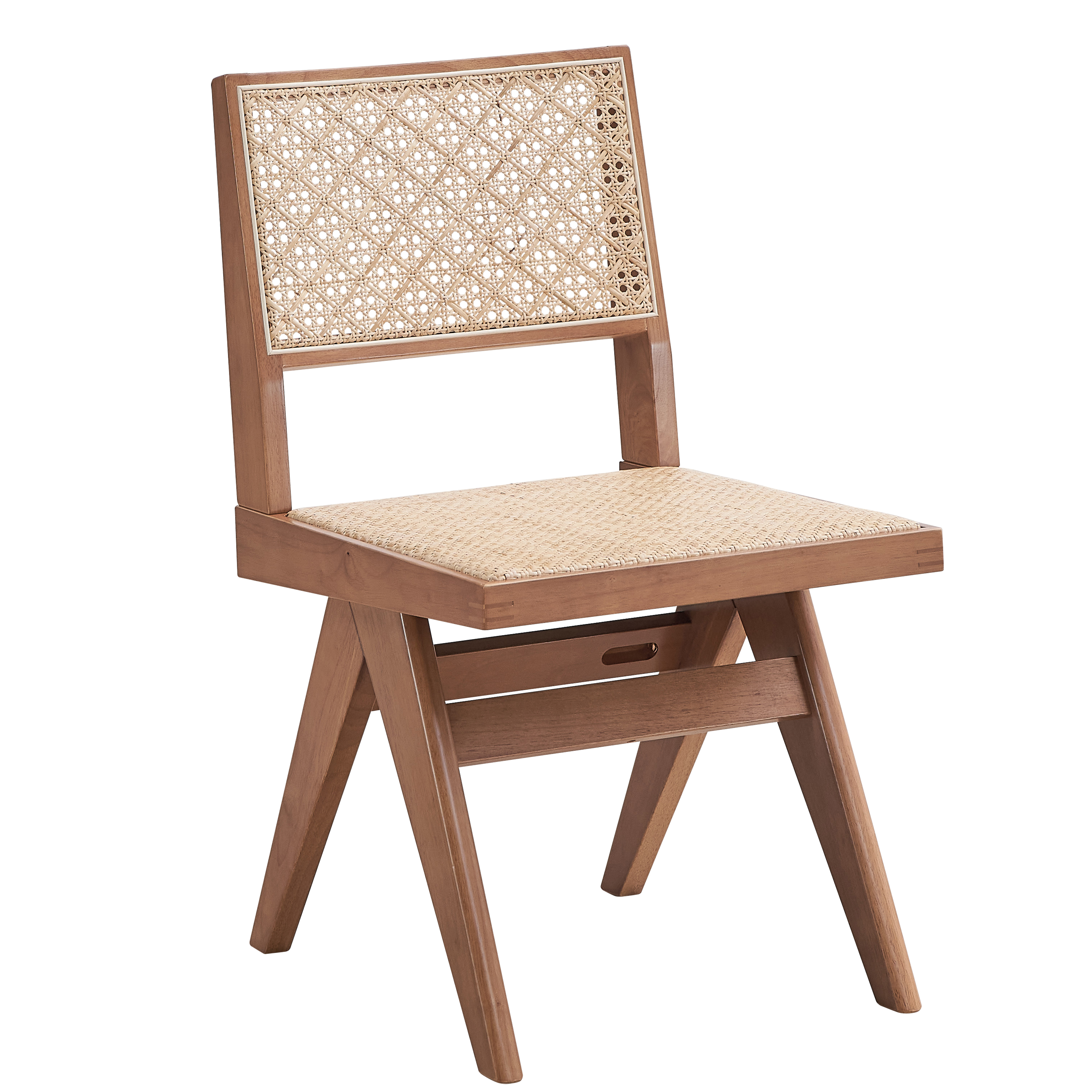 Beige and Natural Side Chair (Set of 2)