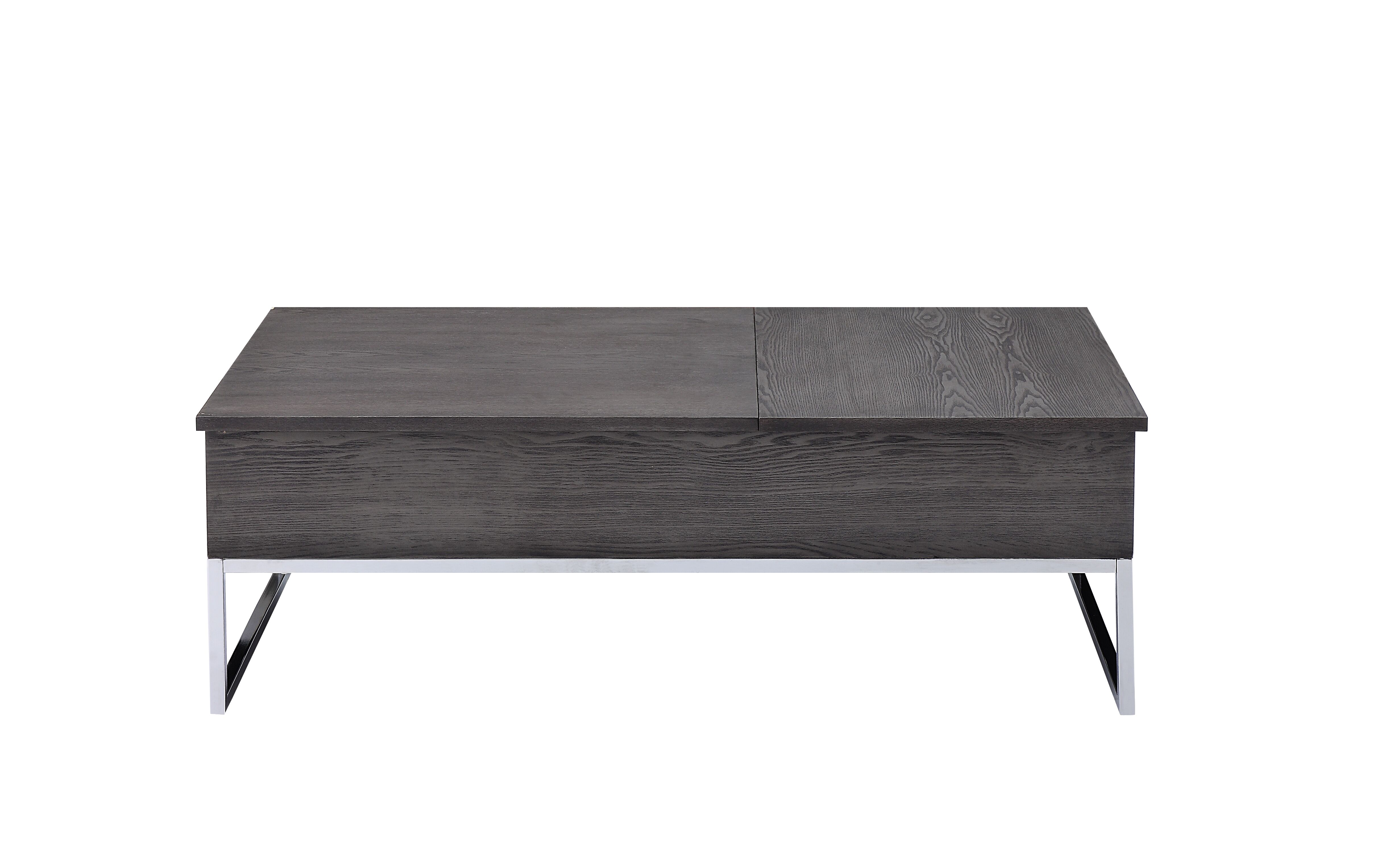 Grey Oak and Chrome Coffee Table with Lift Top