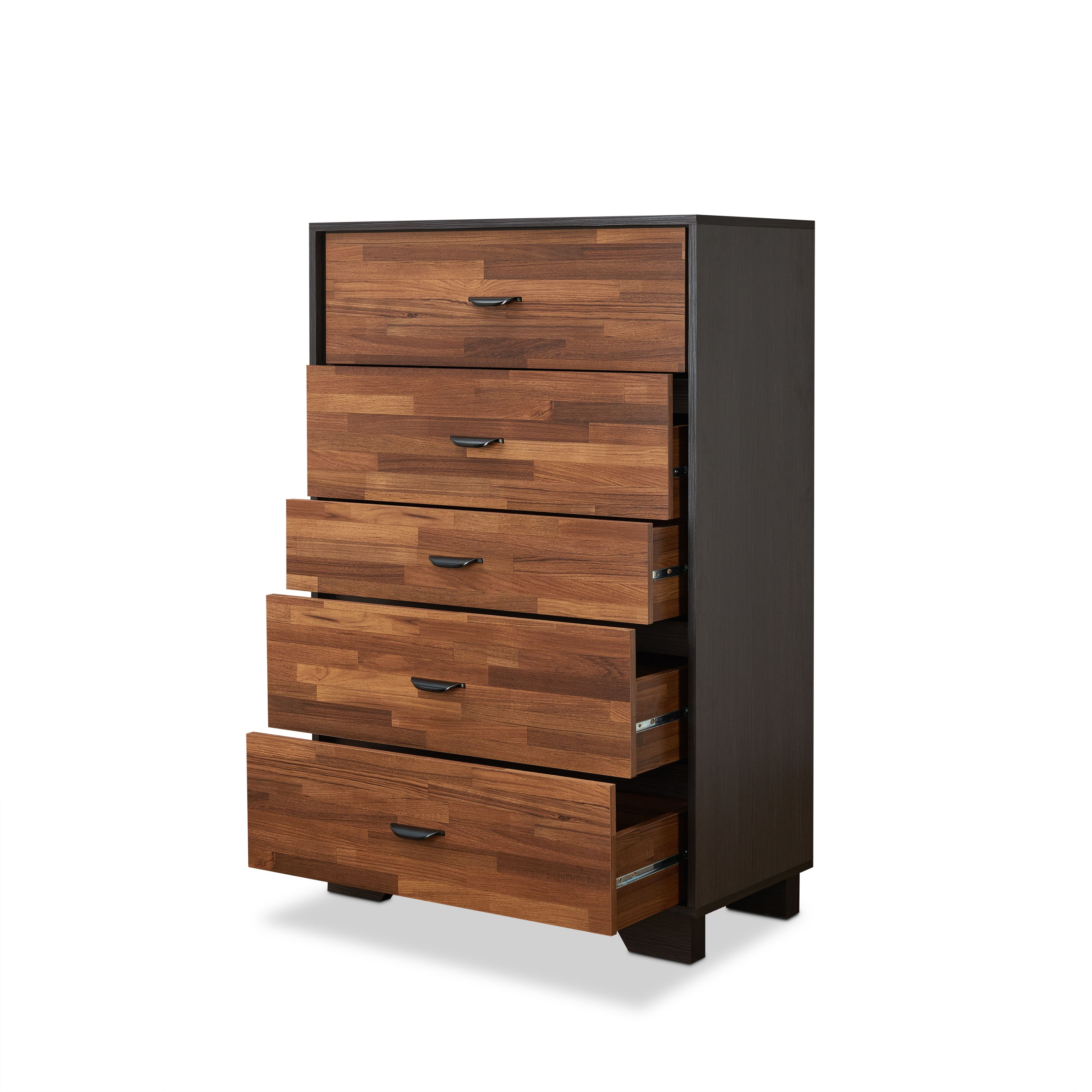 Walnut and Espresso 5-Drawer Chest