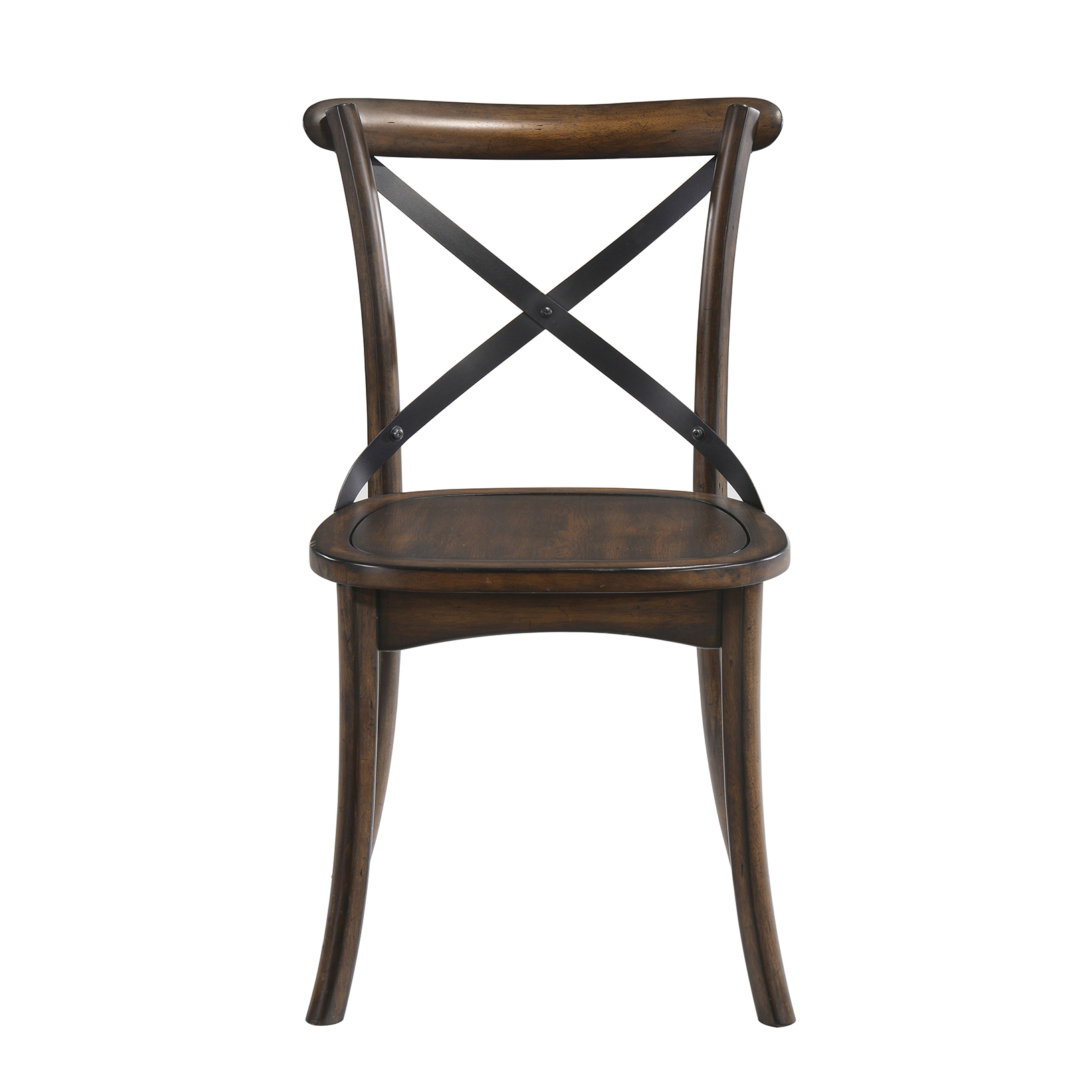 Dark Oak and Black Side Chair with X Shape Back (Set of 2)