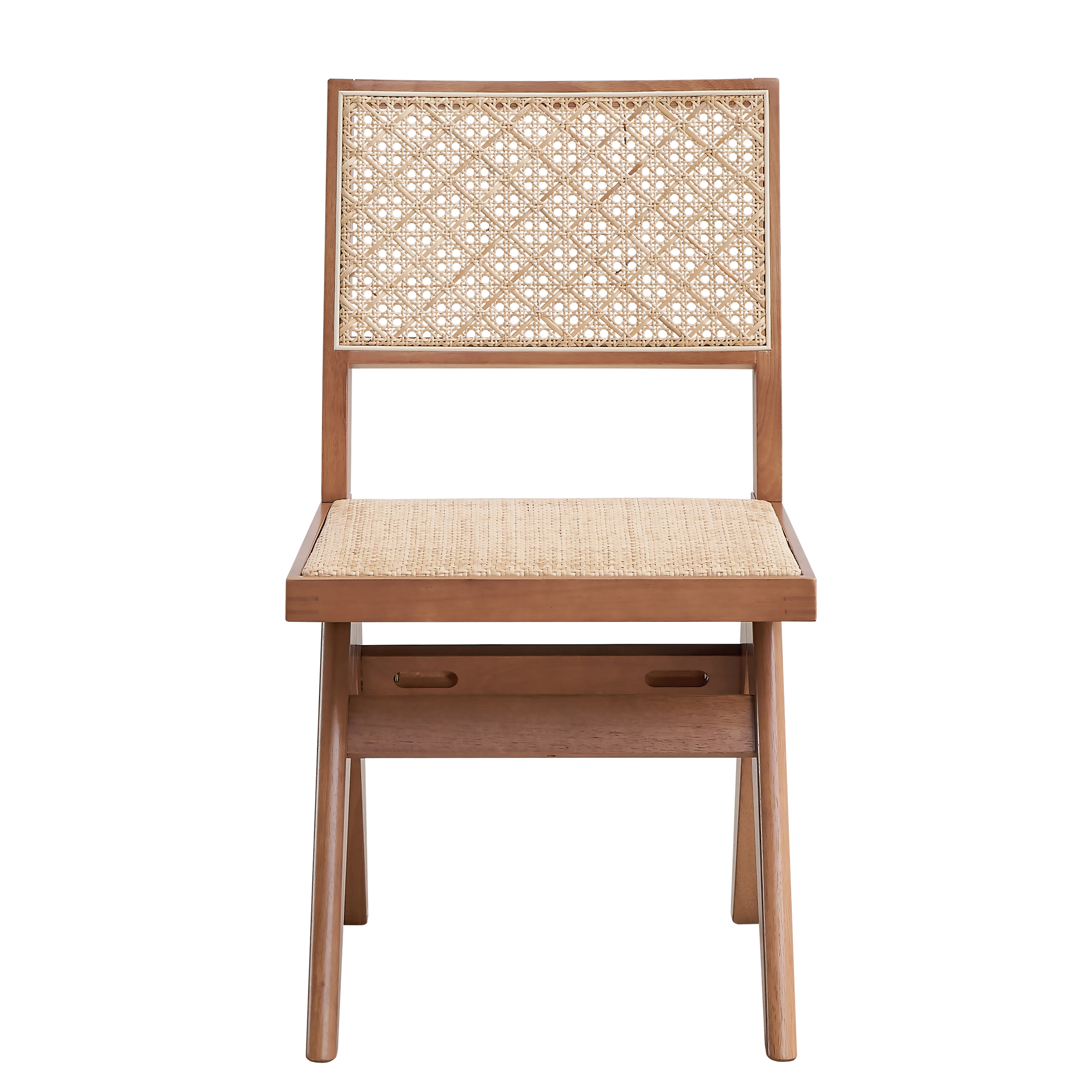 Beige and Natural Side Chair (Set of 2)