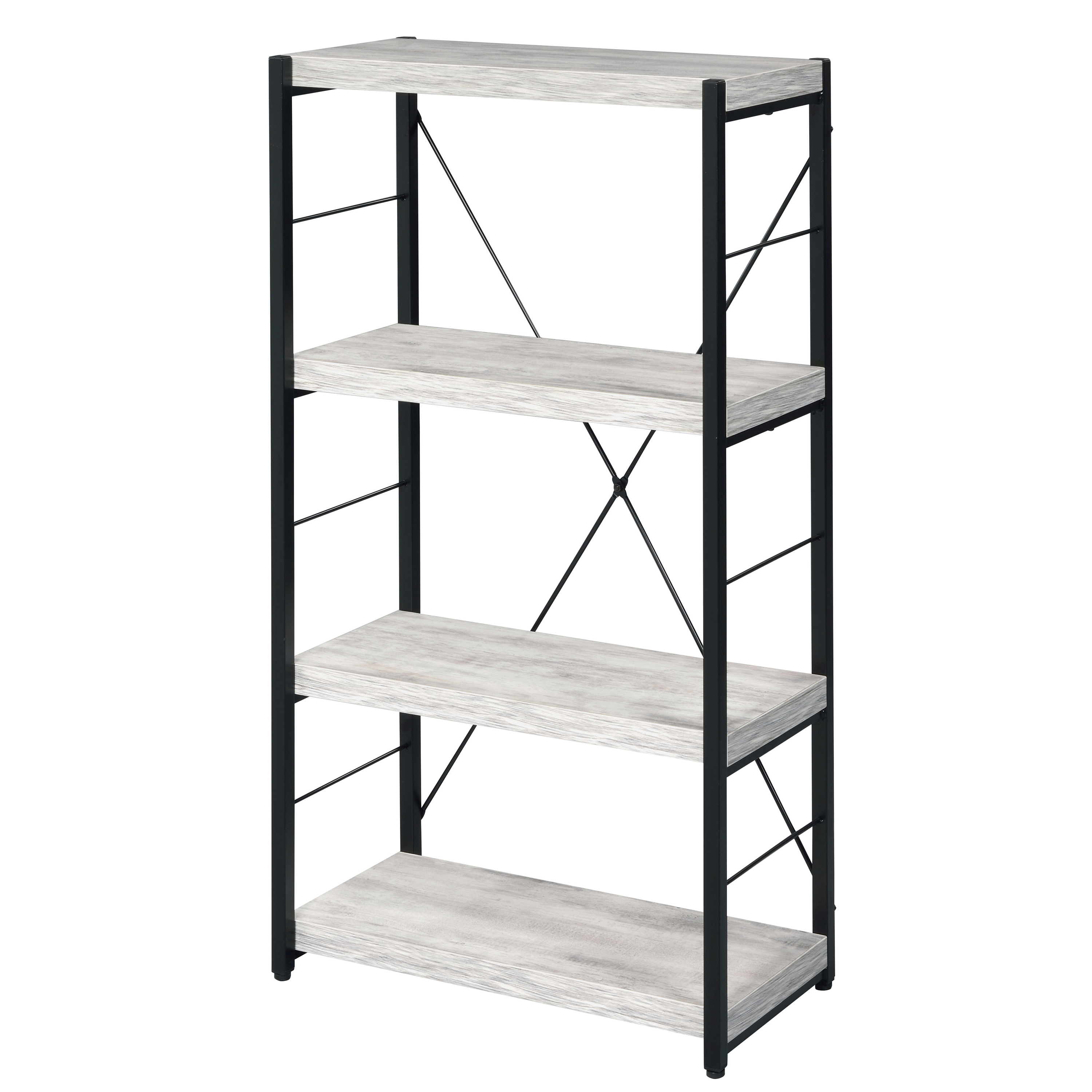 Antique White and Black 3-shelf Bookcase