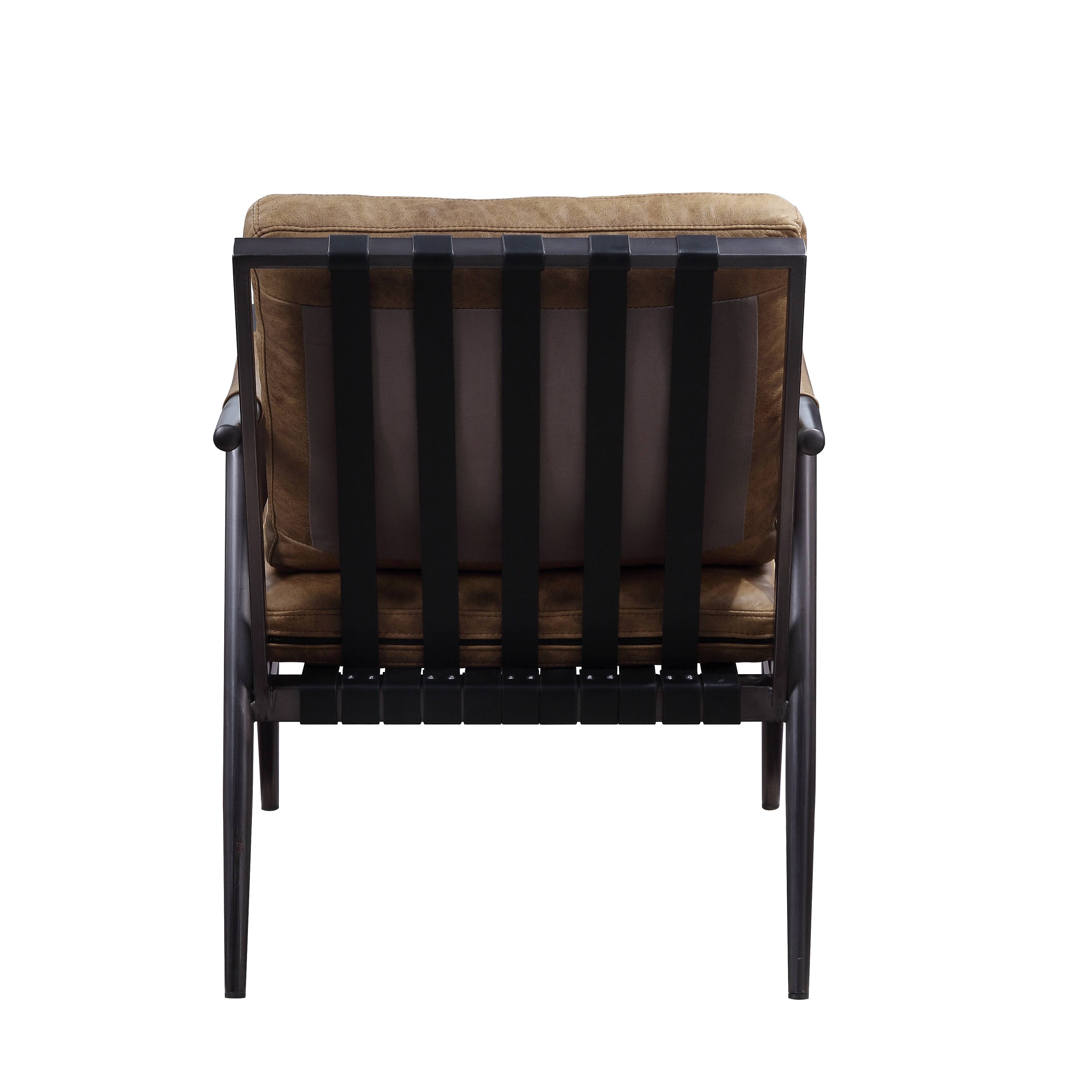 Berham Chestnut and Matt Iron Accent Chair with Metal Leg