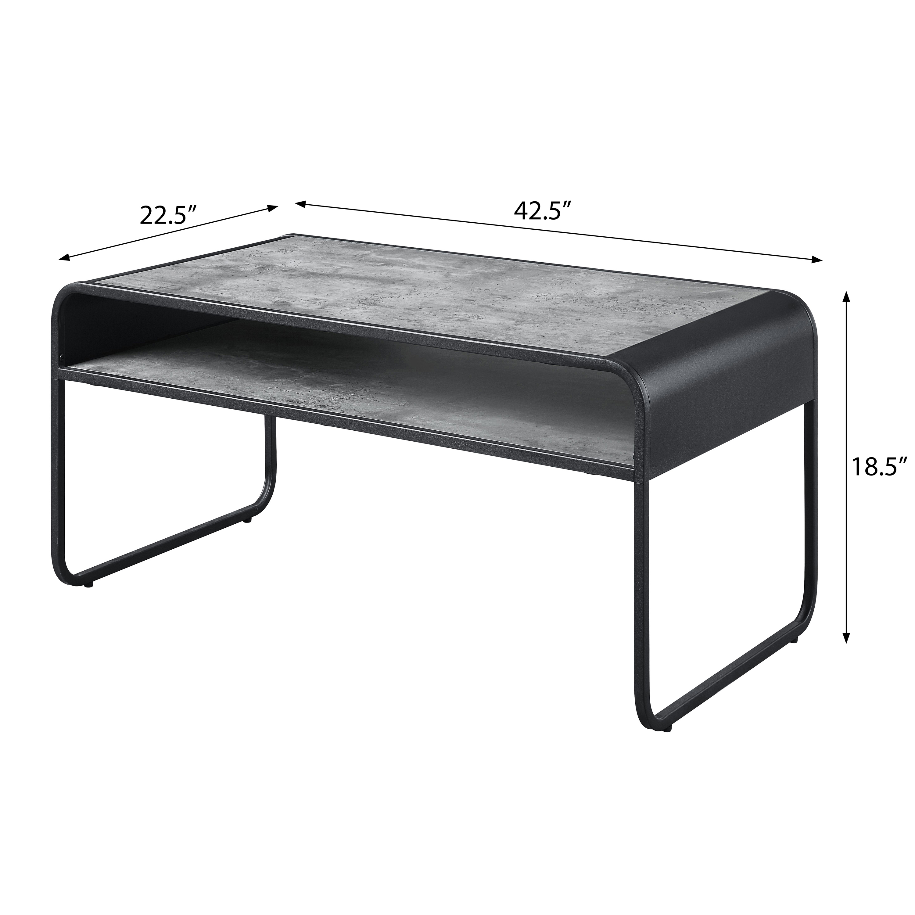 Concrete Grey and Black 1-shelf Coffee Table