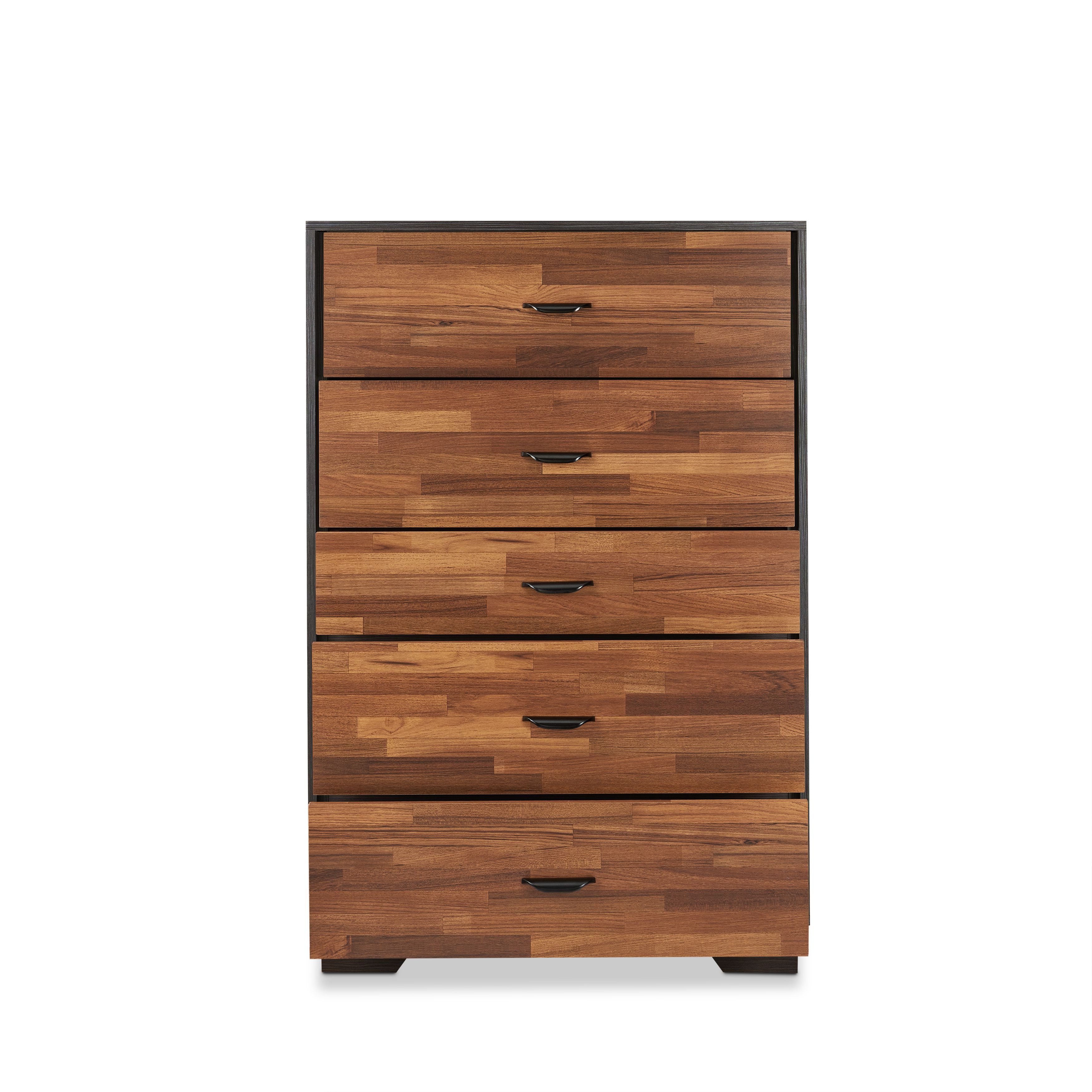 Walnut and Espresso 5-Drawer Chest