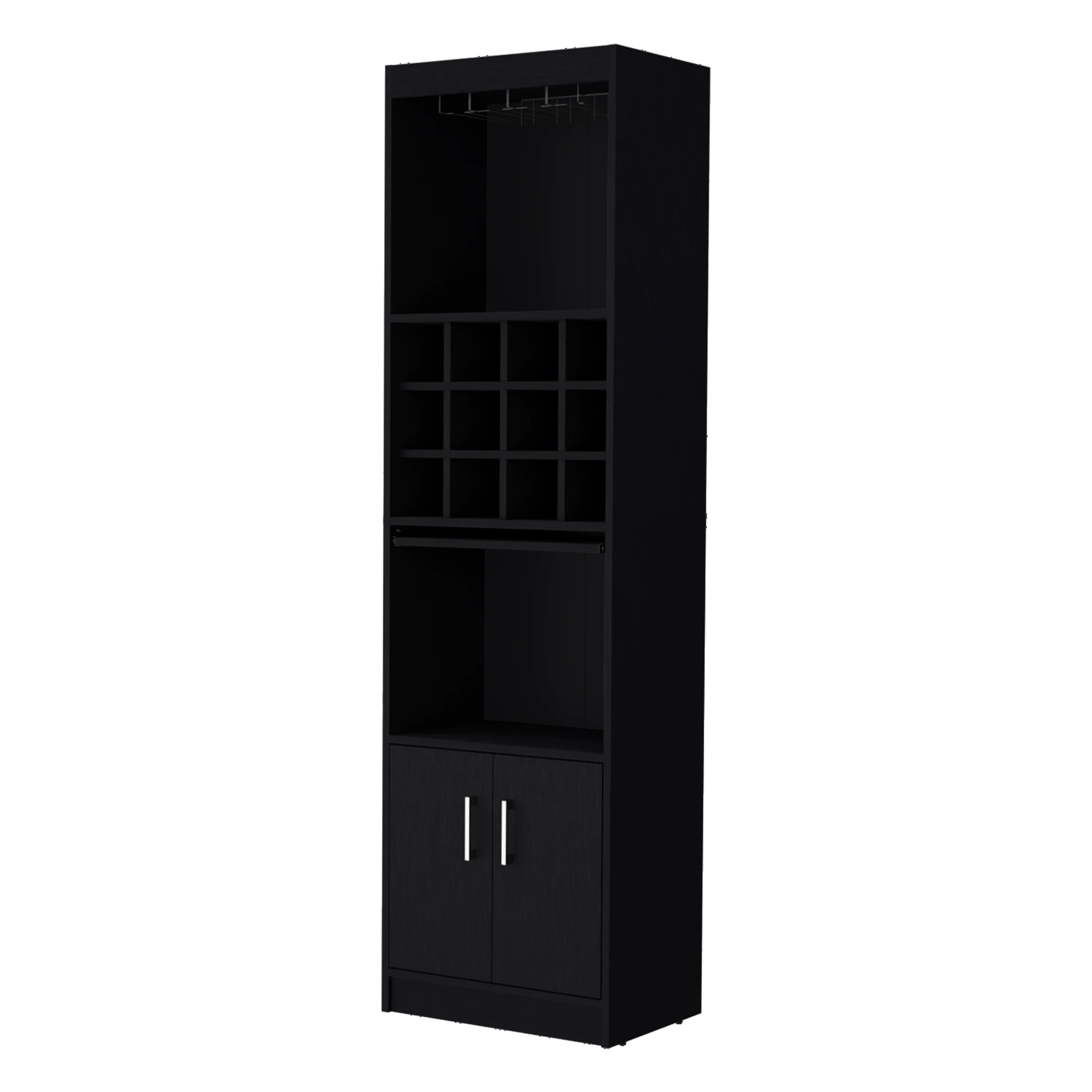 Black Bar Cabinet with Wine Storage