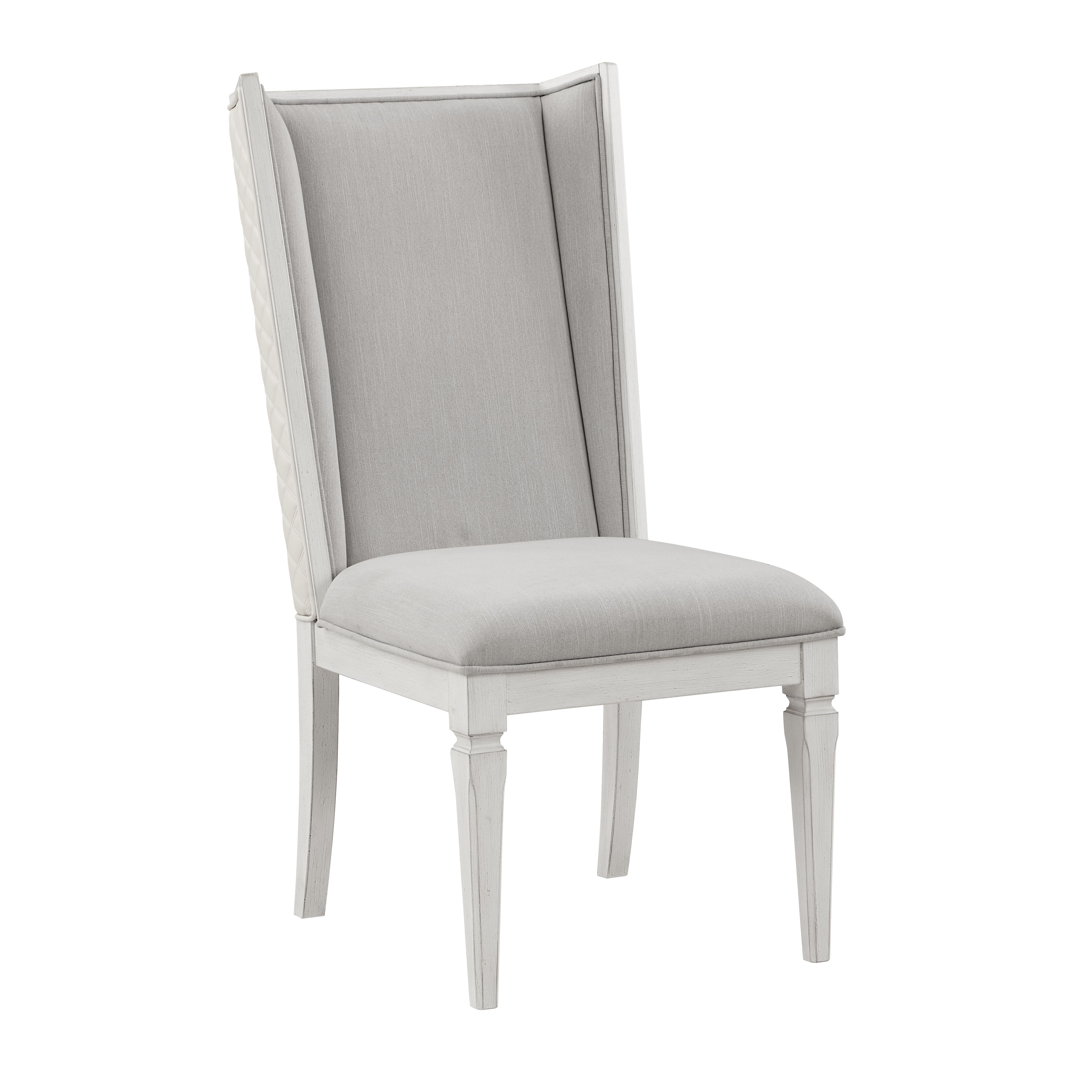 Chaise latérale rembourrée gris clair et blanc vieilli (ensemble de 2)