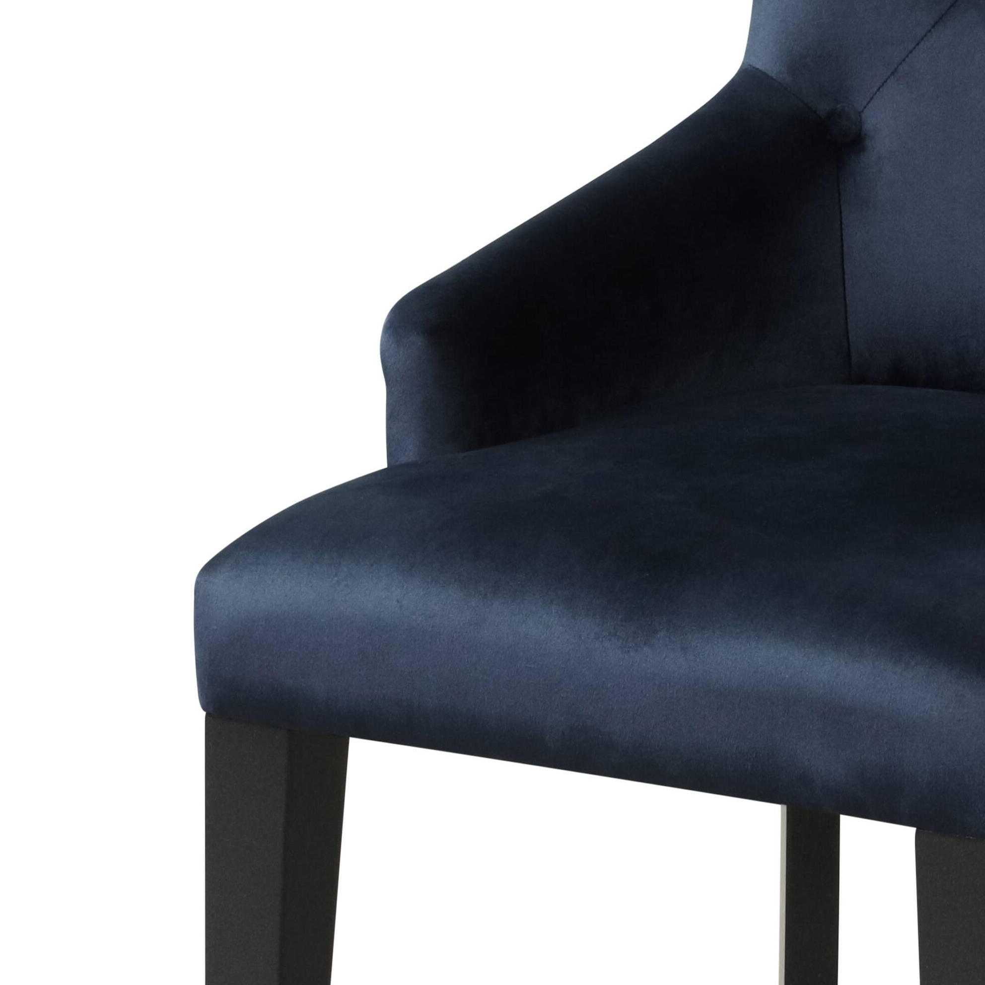 Dark Navy and Black Tufted Back Arm Chair