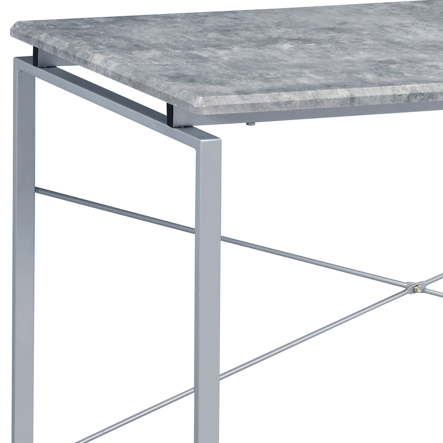 Grey and Silver Writing Desk with Metal Sled Base