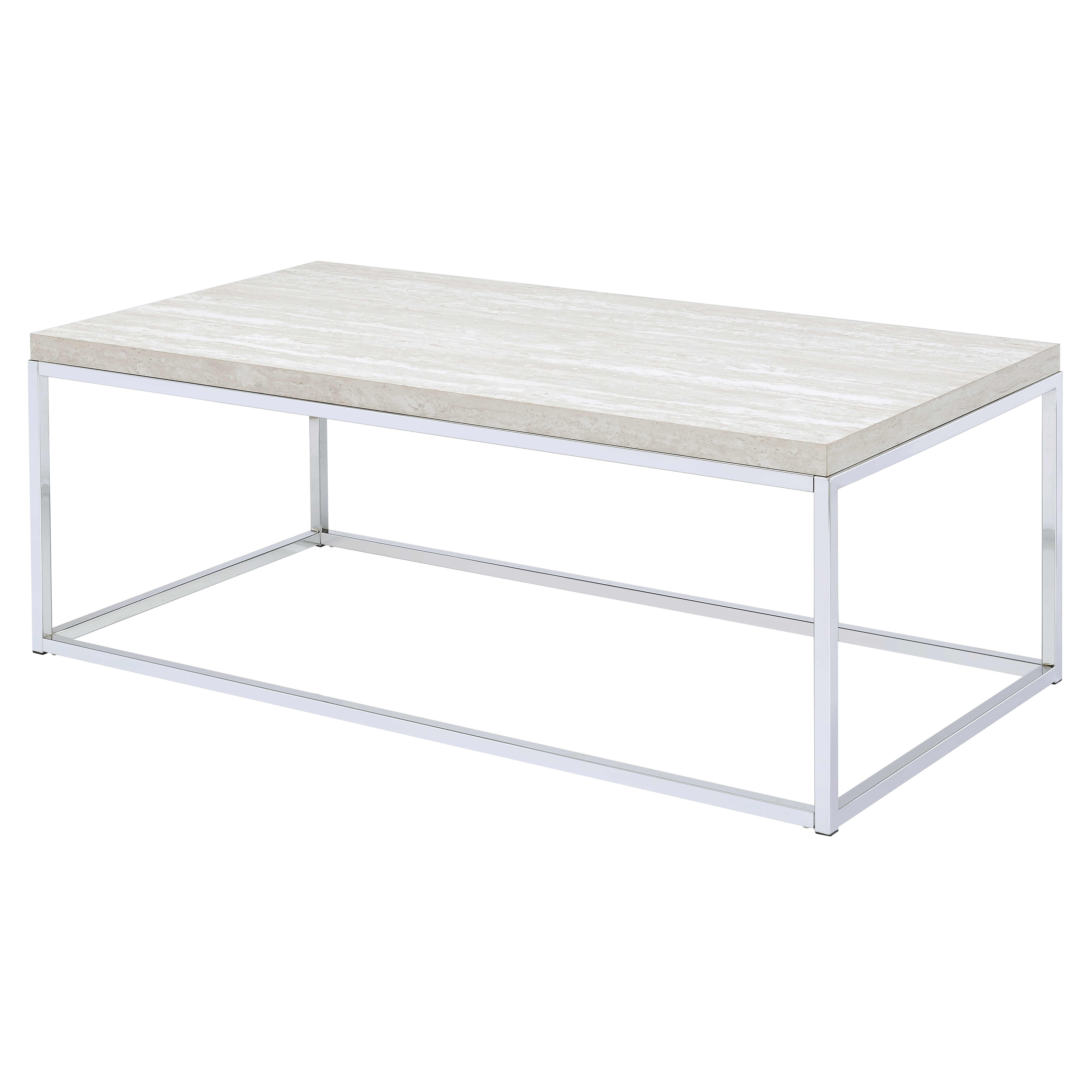 Light Oak and Chrome Coffee Table with Open Base