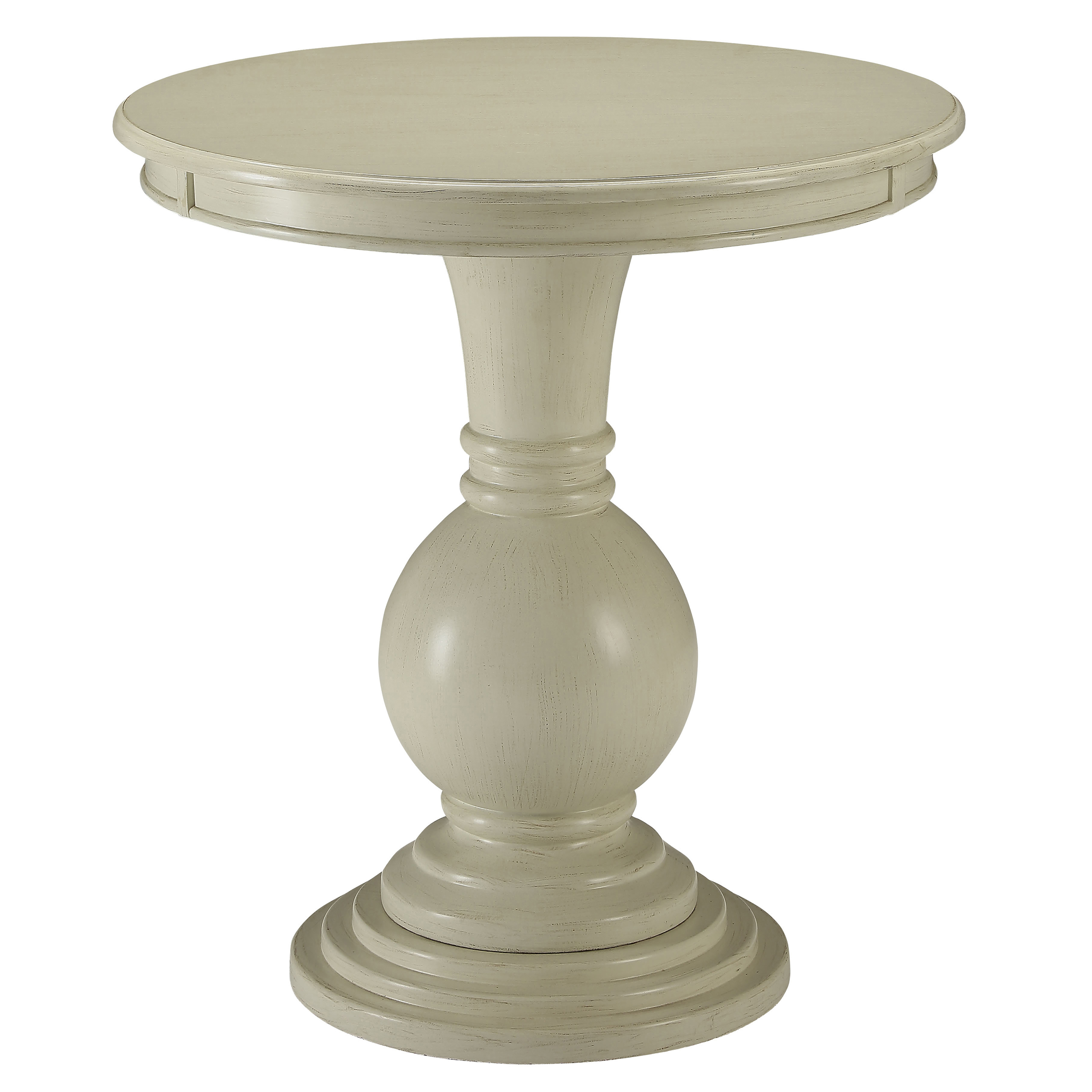 Antique White Accent Table with Pedestal Base