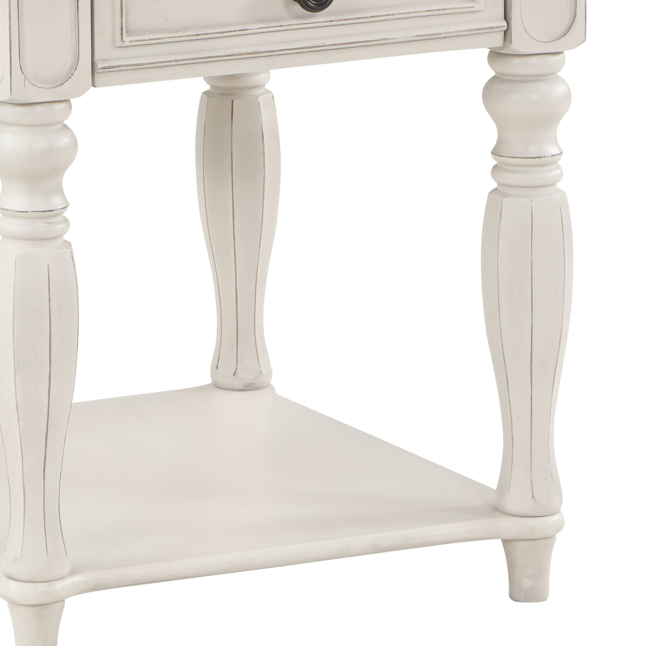 Oak and Antique White 1-Drawer End Table with Shelf