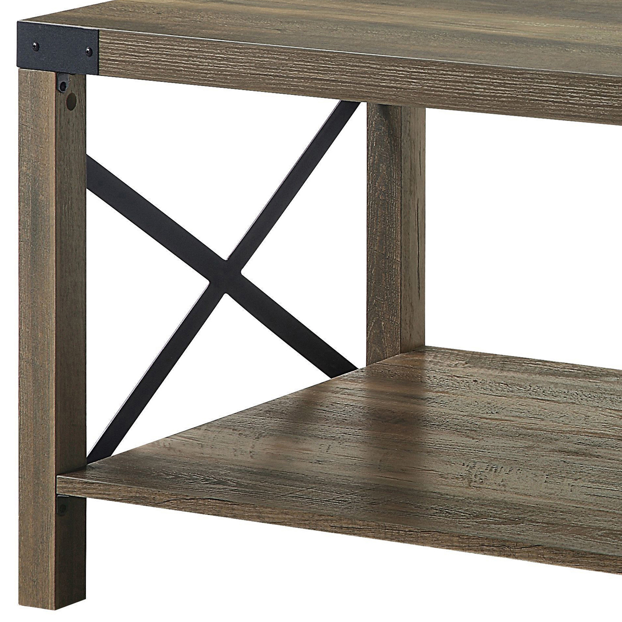 Rustic Oak Coffee Table with Bottom Shelf