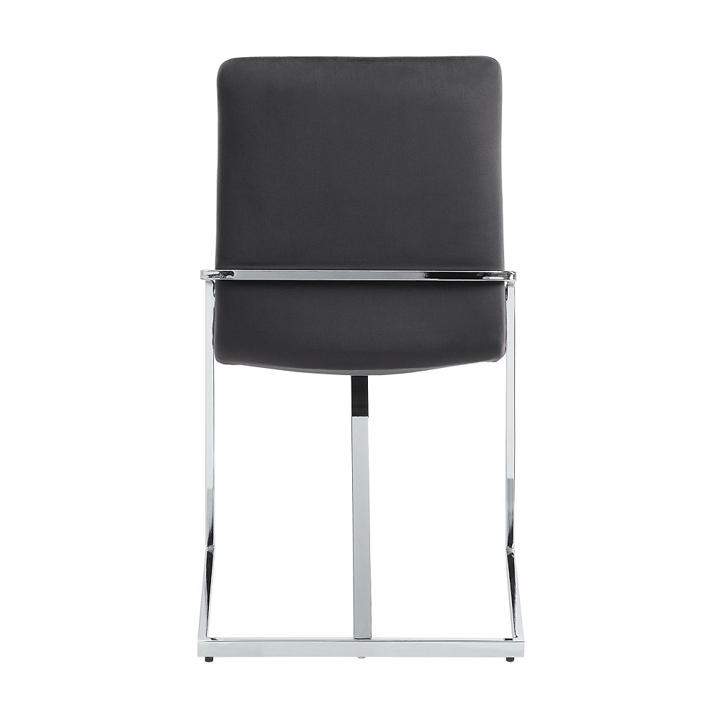 Grey and Chrome Side Chair with Metal Base (Set of 2)