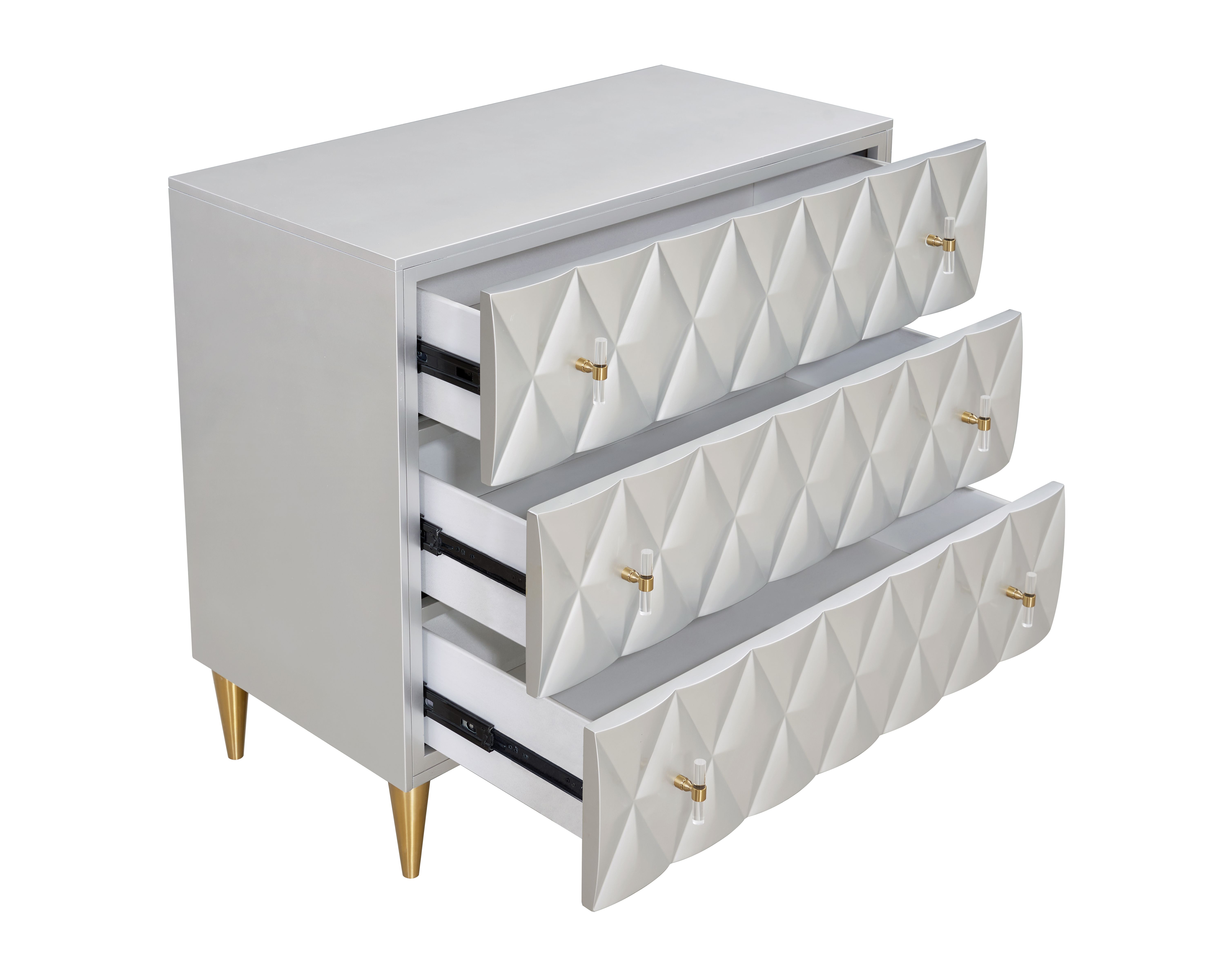 Metallic Silver and Champagne 3-Drawer Console Cabinet