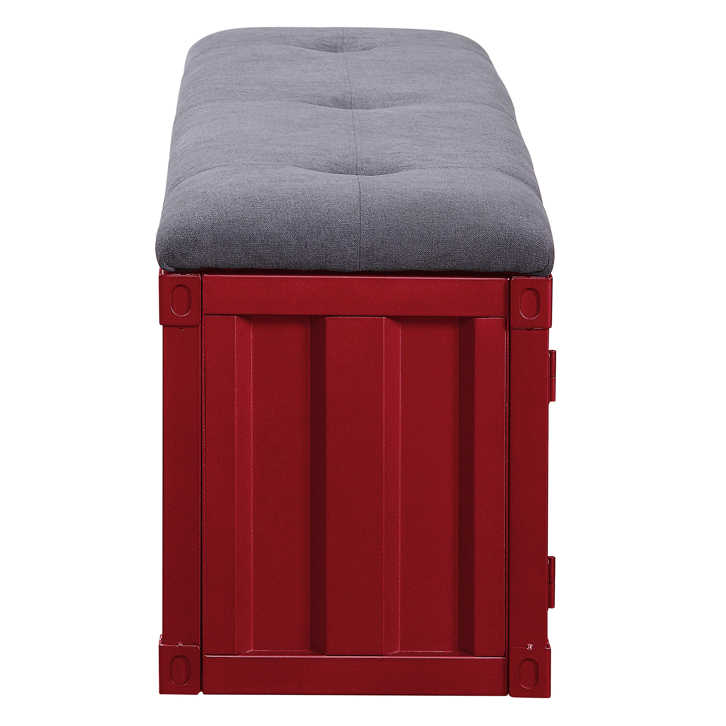 Grey and Red Storage Bench