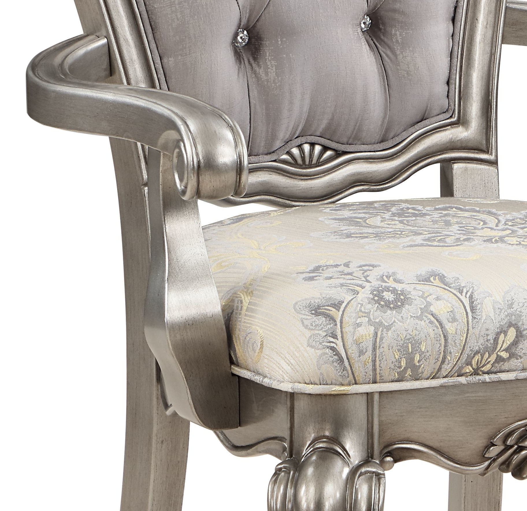 Beige and Antique Platinum Tufted Side Chair (Set of 2)