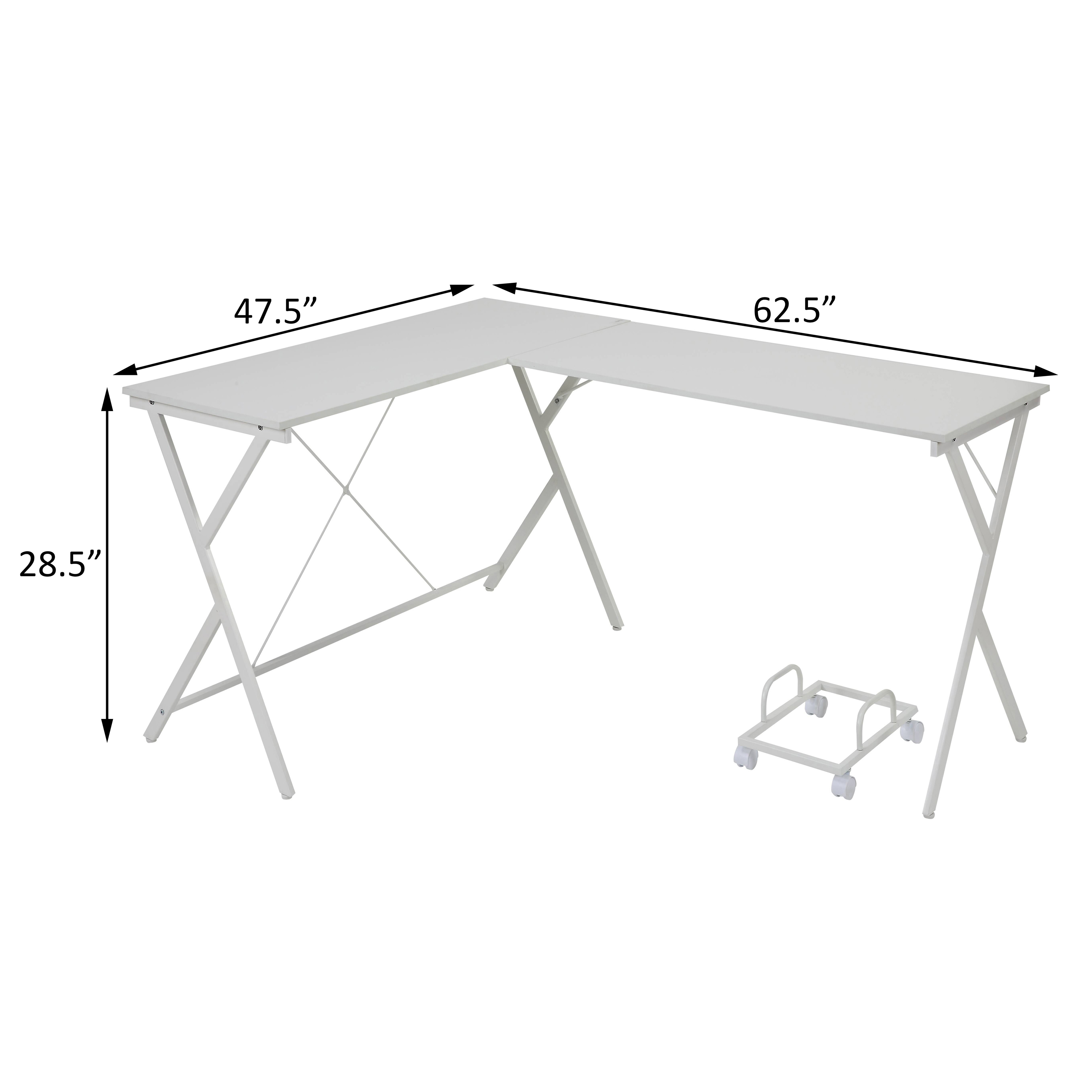 White L-shaped Computer Desk with CPU Holder