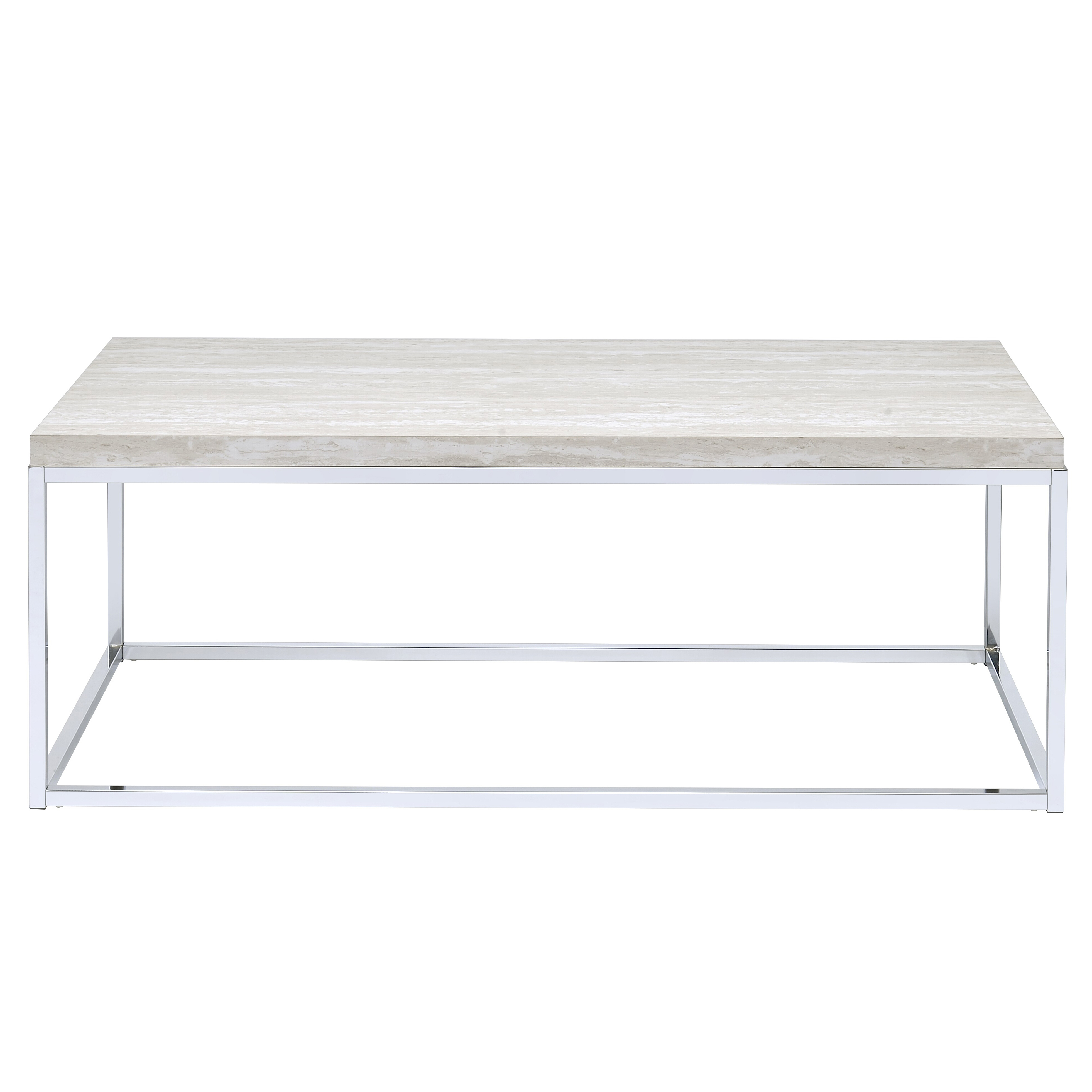 Light Oak and Chrome Coffee Table with Open Base