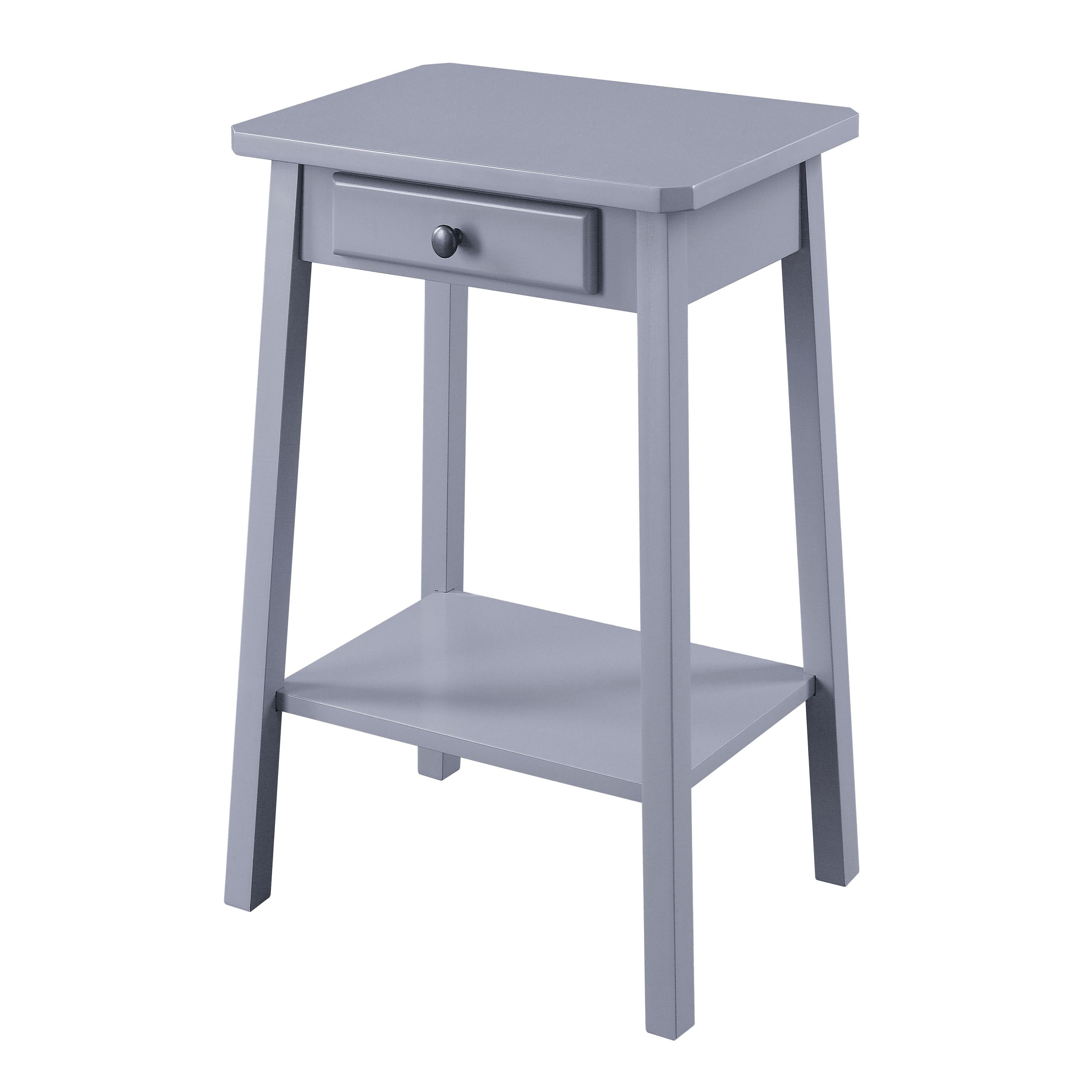 Grey End Table with Bottom Shelf