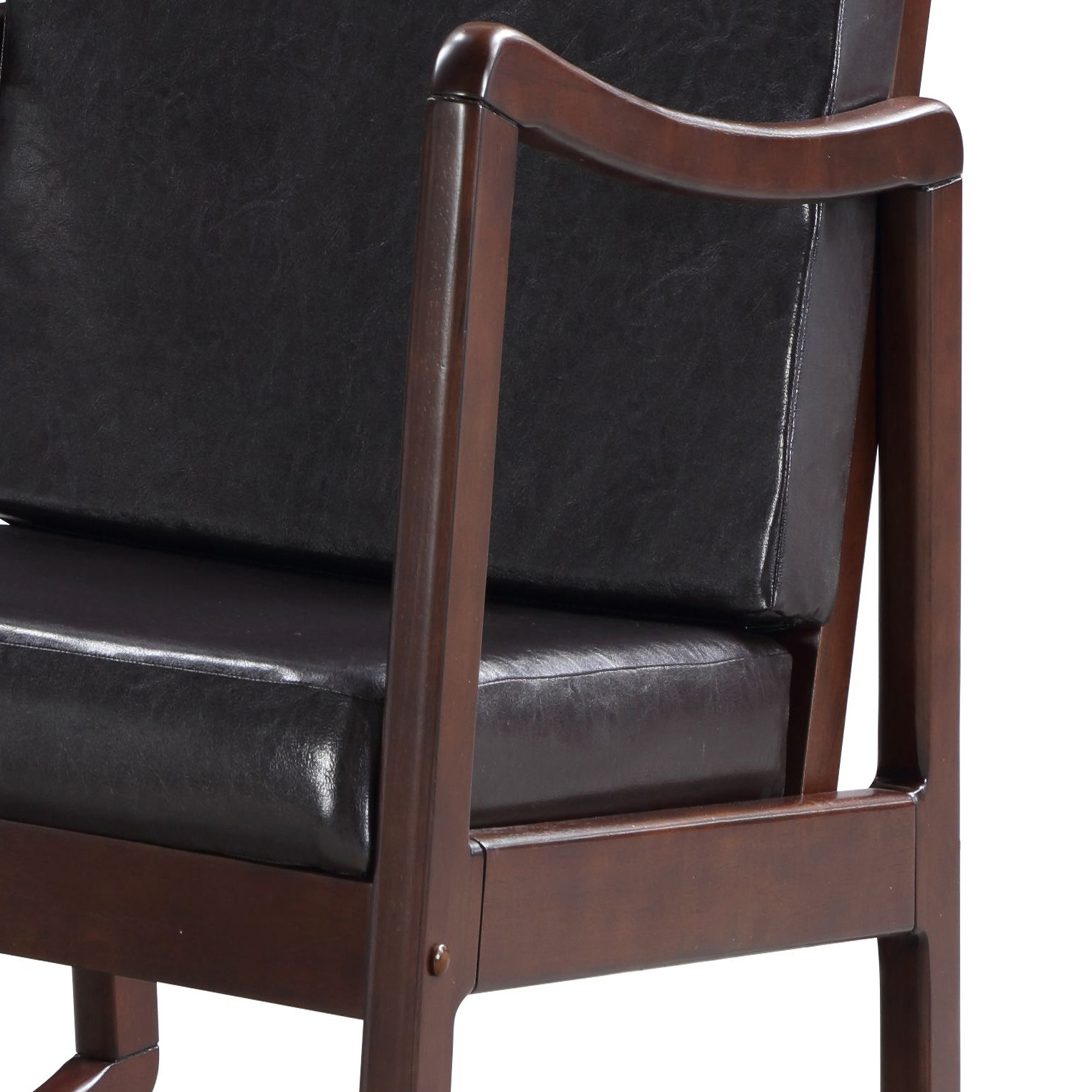 Dark Brown and Espresso Rocking Chair with Armrest