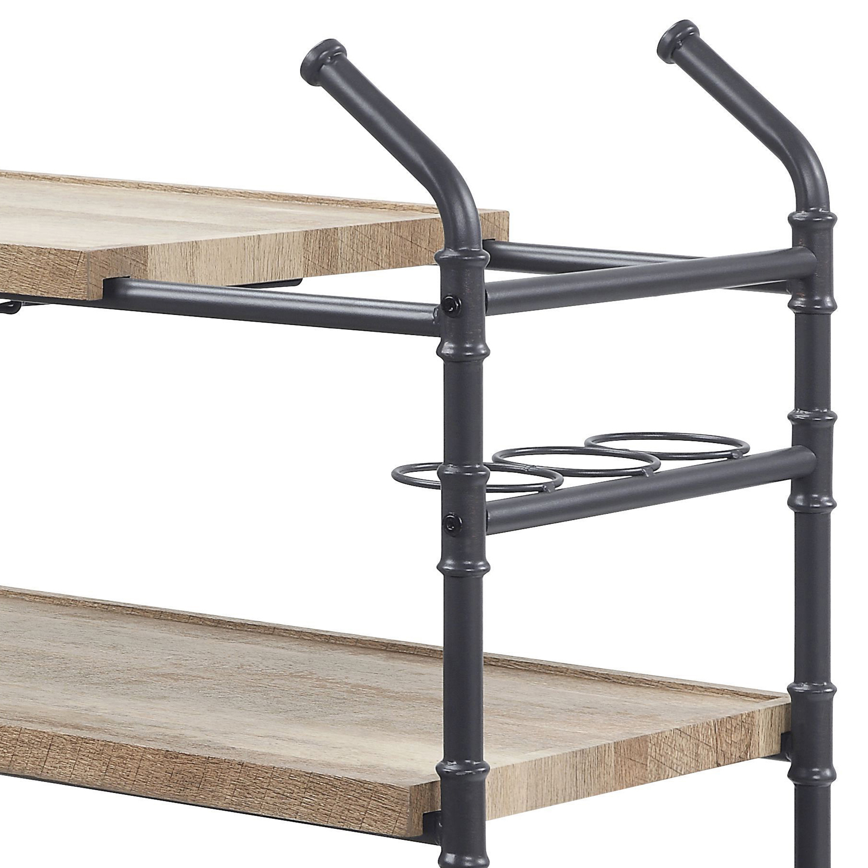 Oak and Sandy Black 2-Shelf Serving Cart