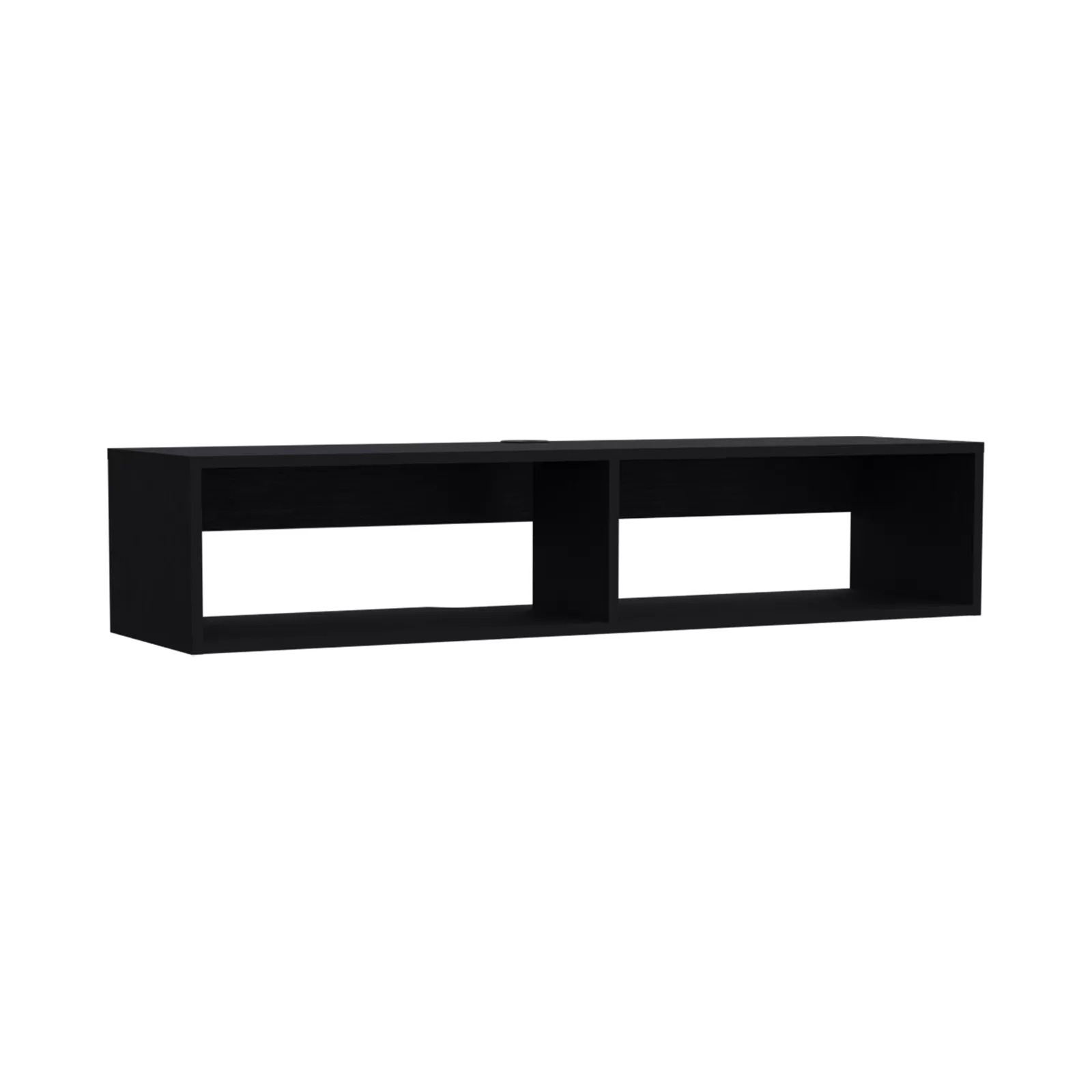 Black Spacious Shelves TV Stand