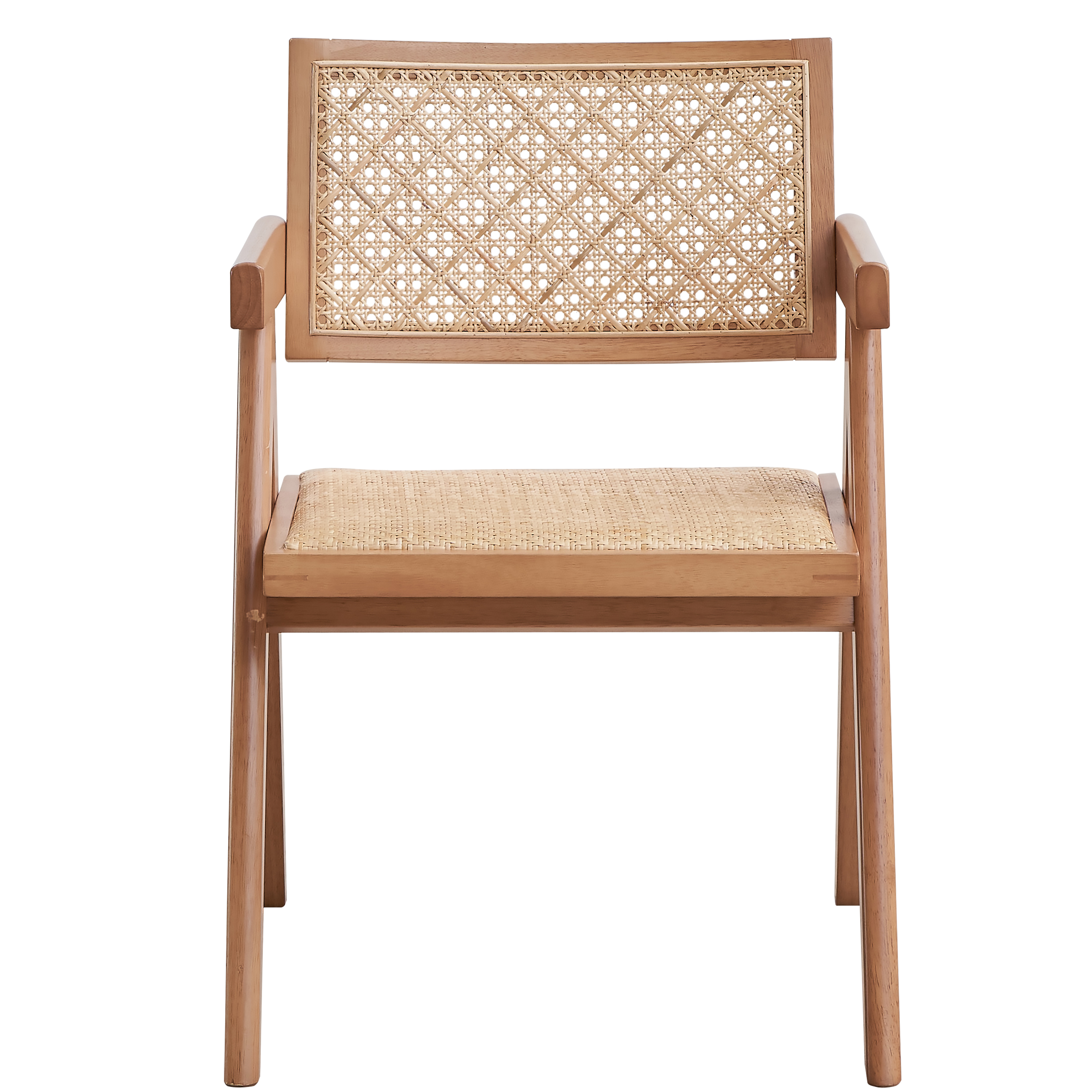 Beige and Natural Arm Chair (Set of 2)