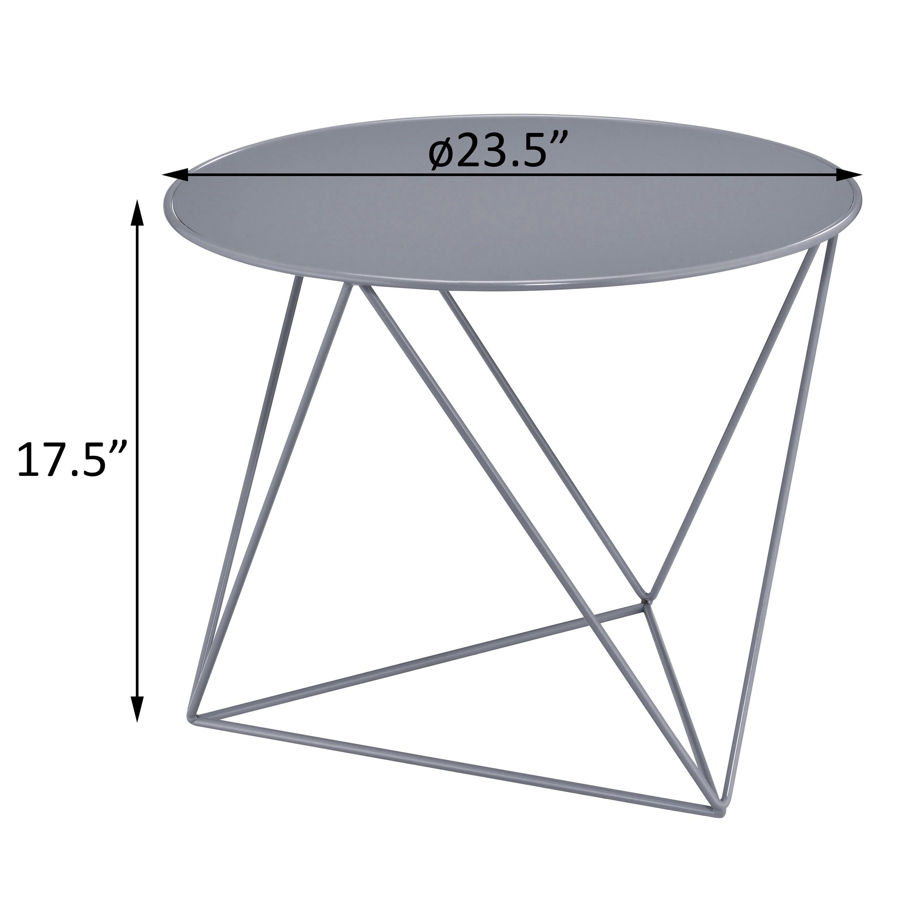 Grey Geometric Metal Base Accent Table