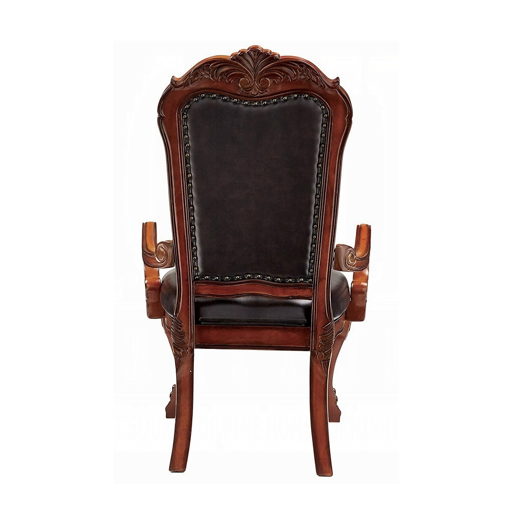 Brown and Cherry Oak Arm Chair with Nailhead Trim (Set of 2)