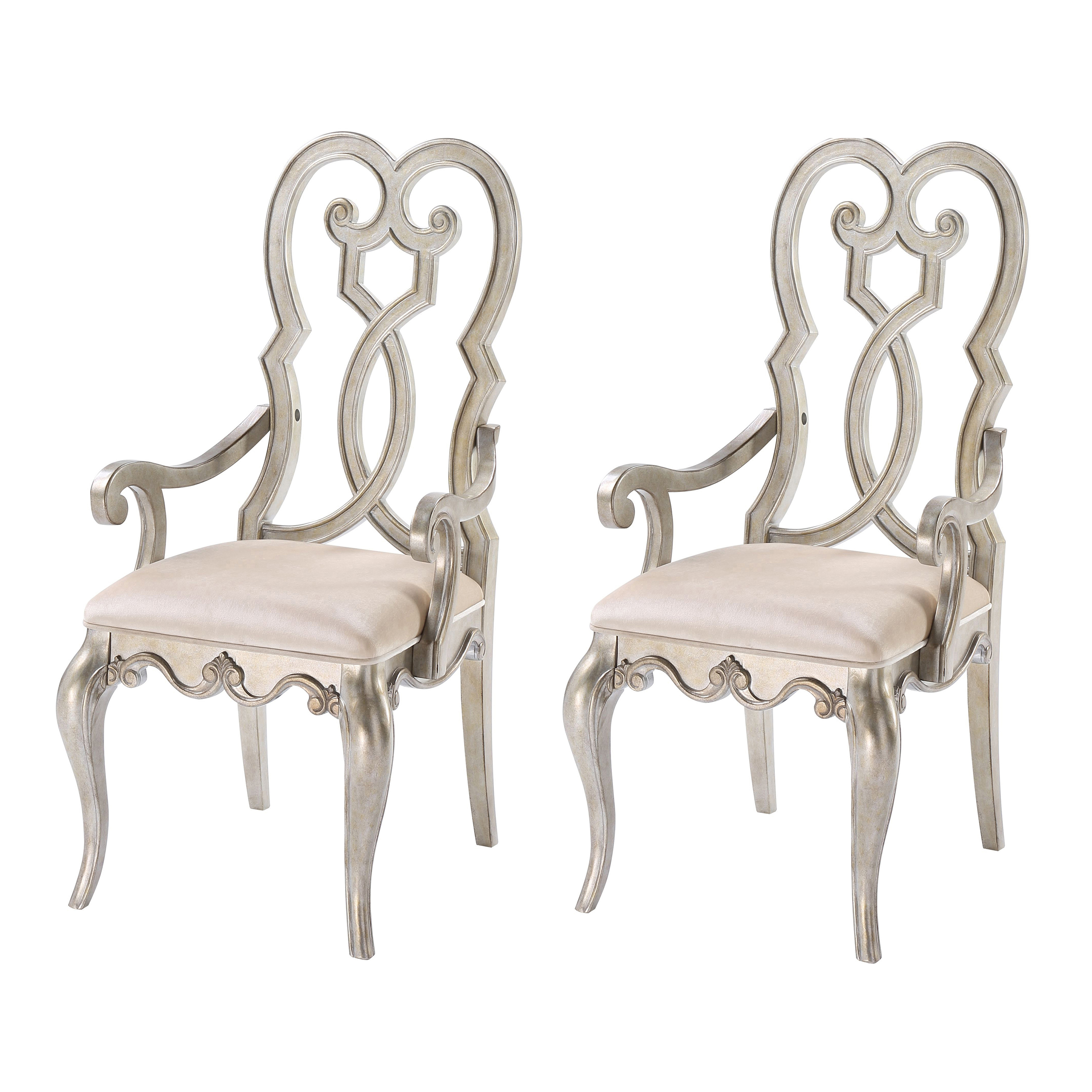 Madigan Ivory and Antique Champagne Arm Chairs (Set of 2)