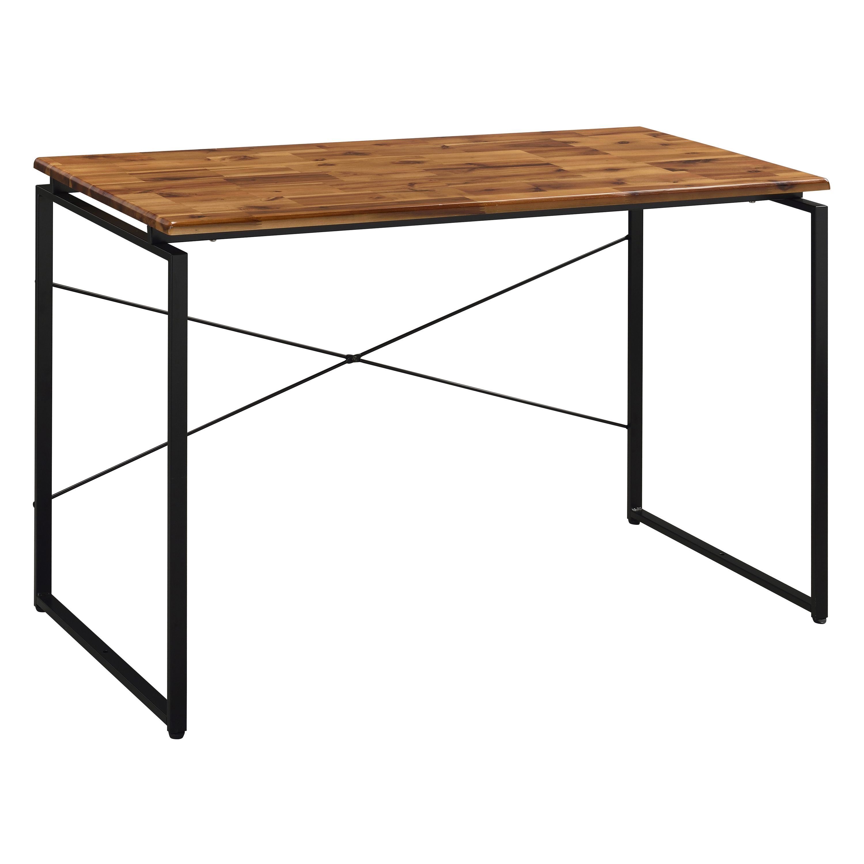 Oak and Black Writing Desk with Metal Sled Base