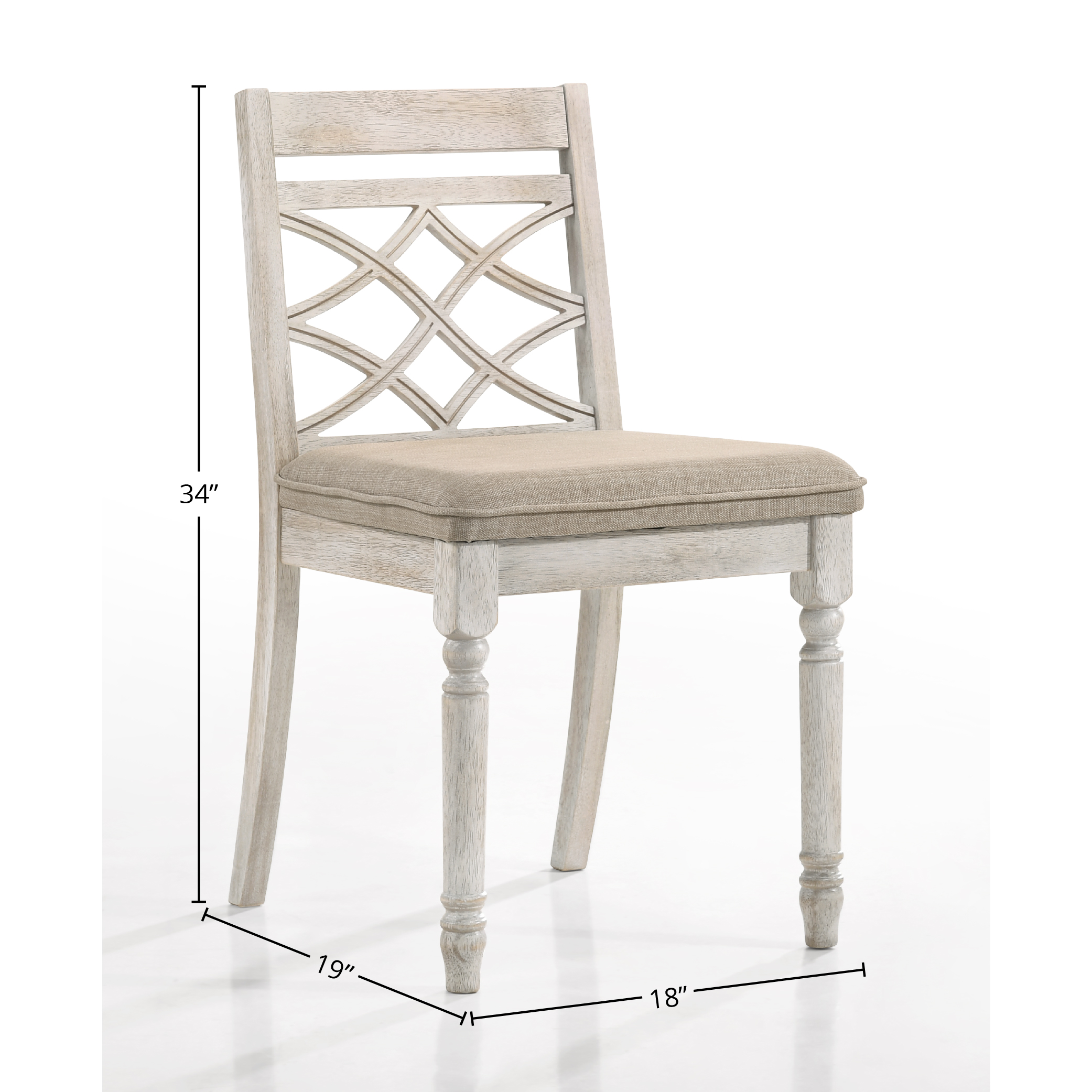 Tan and Antique White Padded Side Chair (Set of 2)