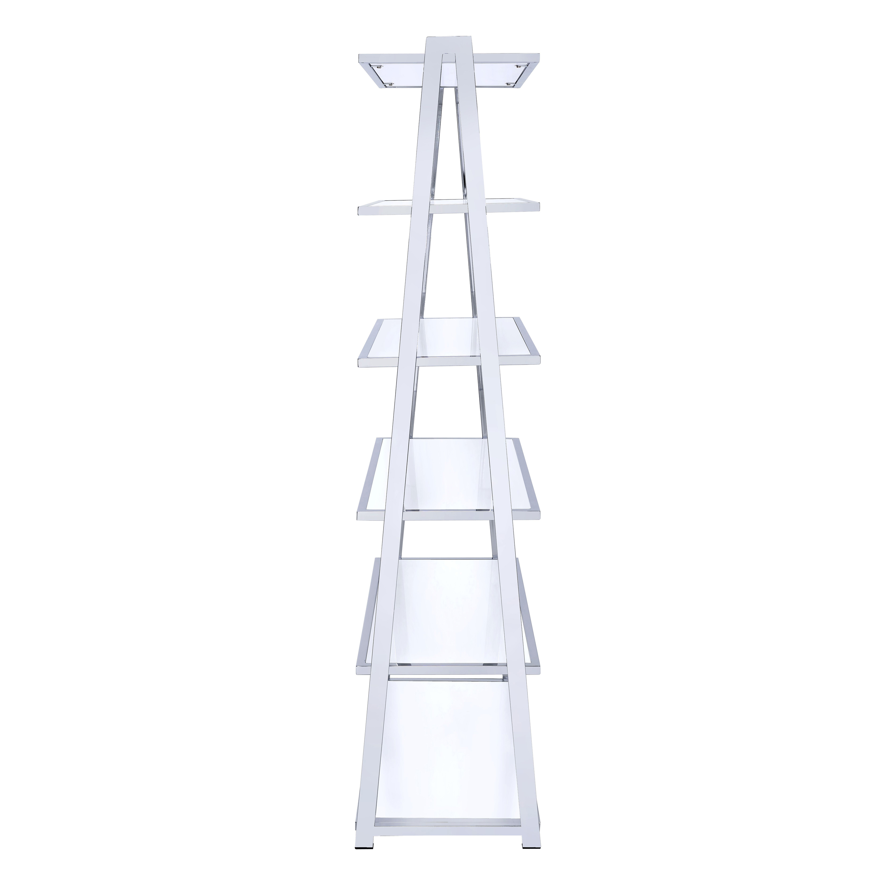 White and Chrome Bookshelf with 6 Shelves