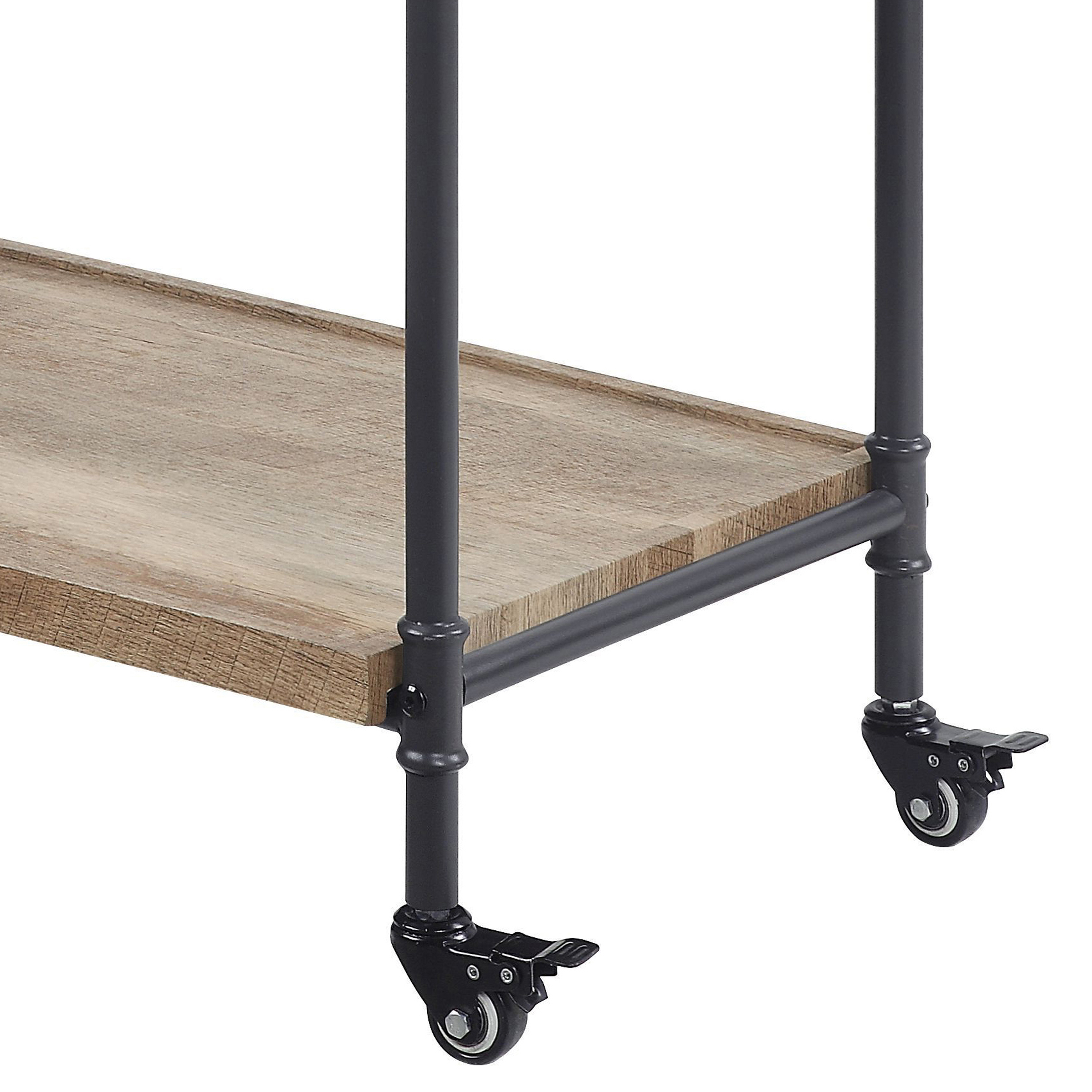 Oak and Sandy Black 2-Shelf Serving Cart