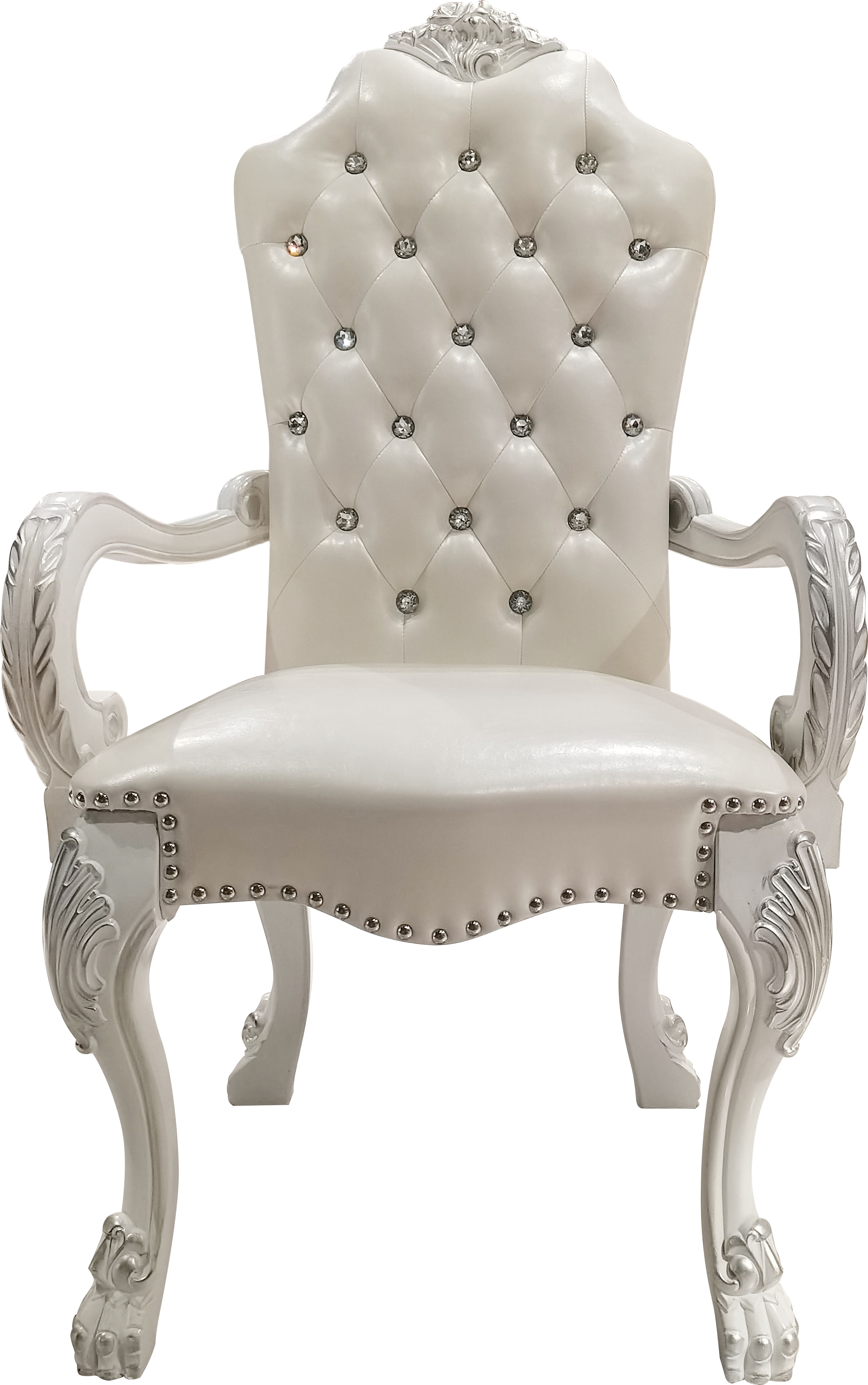 Ivory and Bone White Arm Chair with Button Tufted (Set of 2)