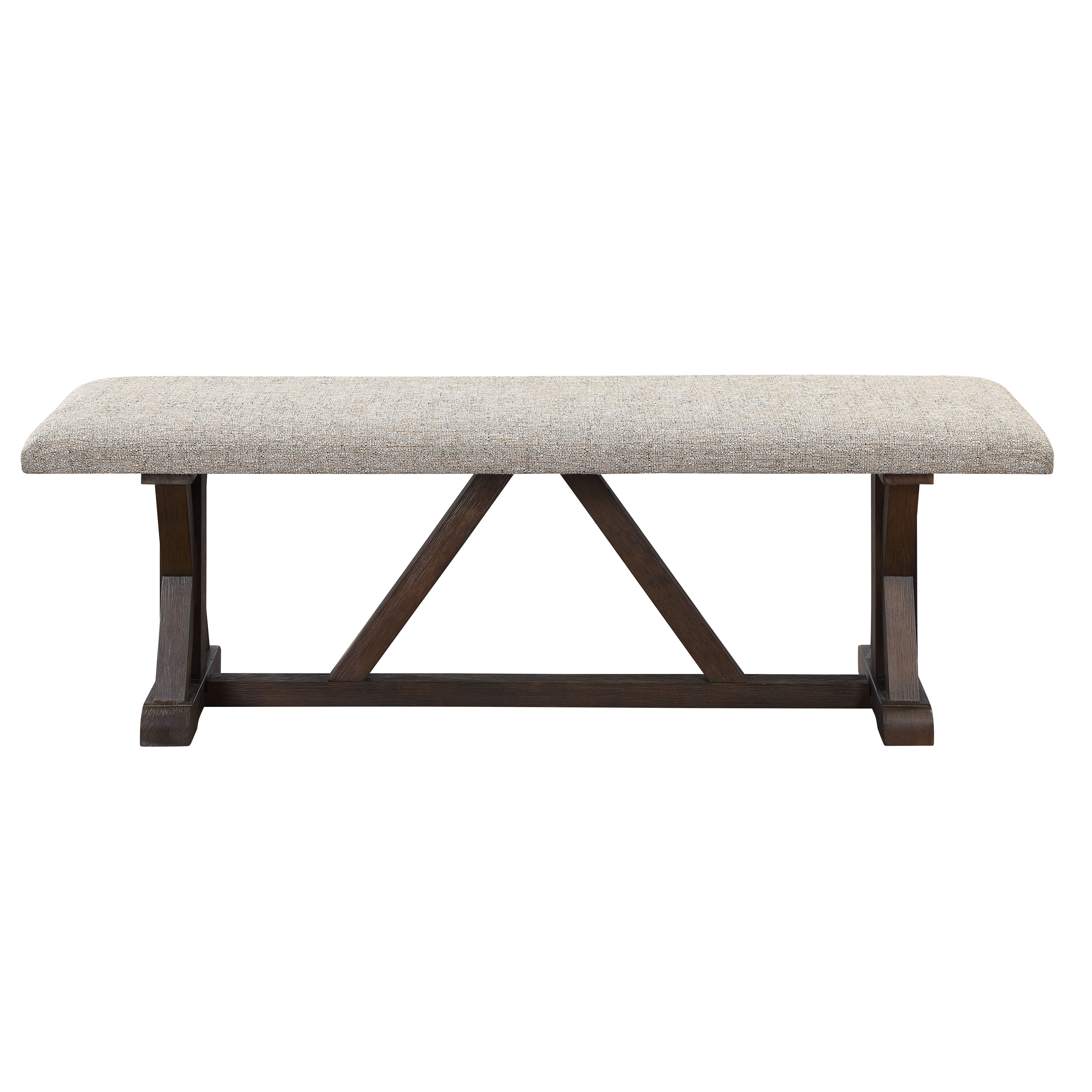 Grey and Rustic Brown Bench with Upholstered Seat