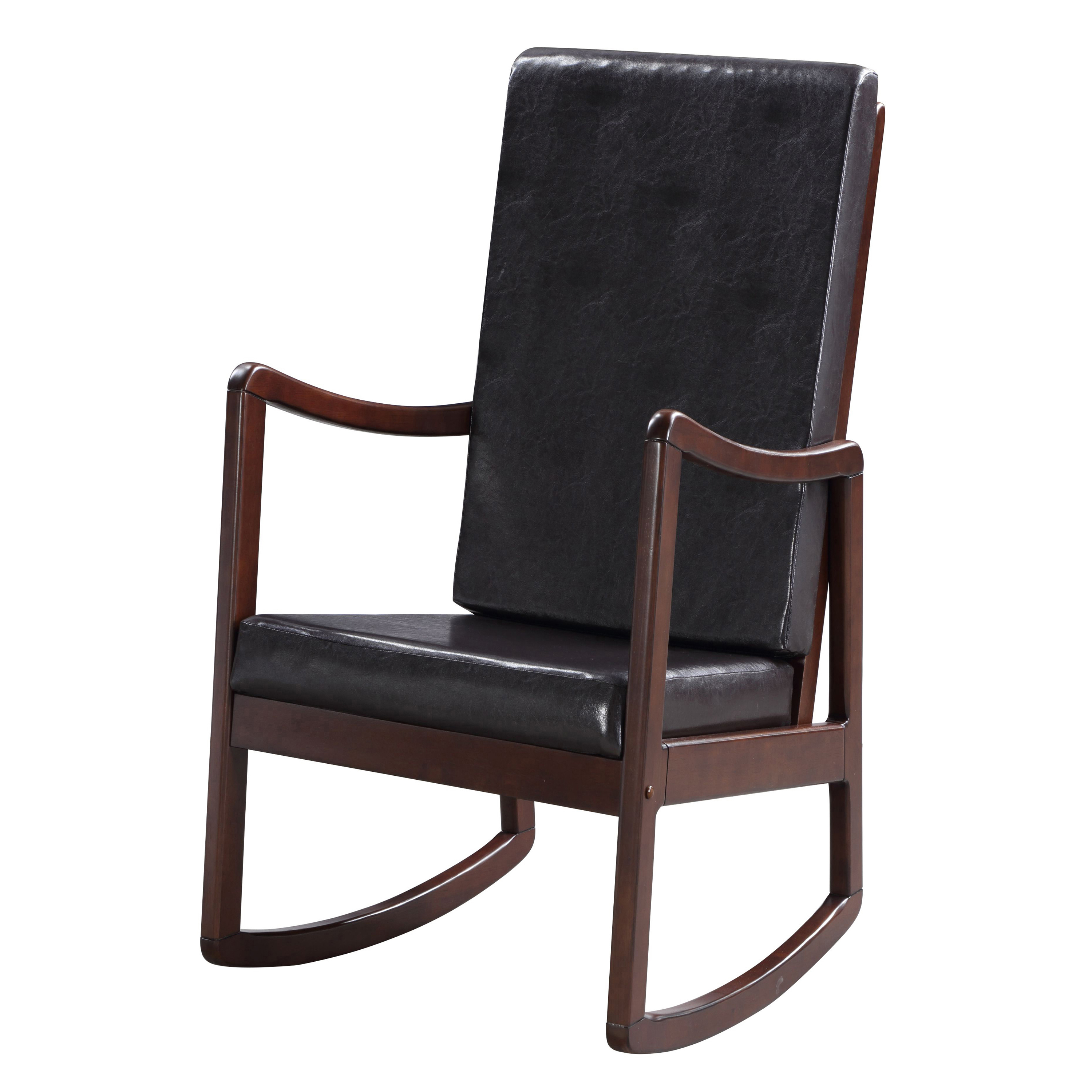 Dark Brown and Espresso Rocking Chair with Armrest