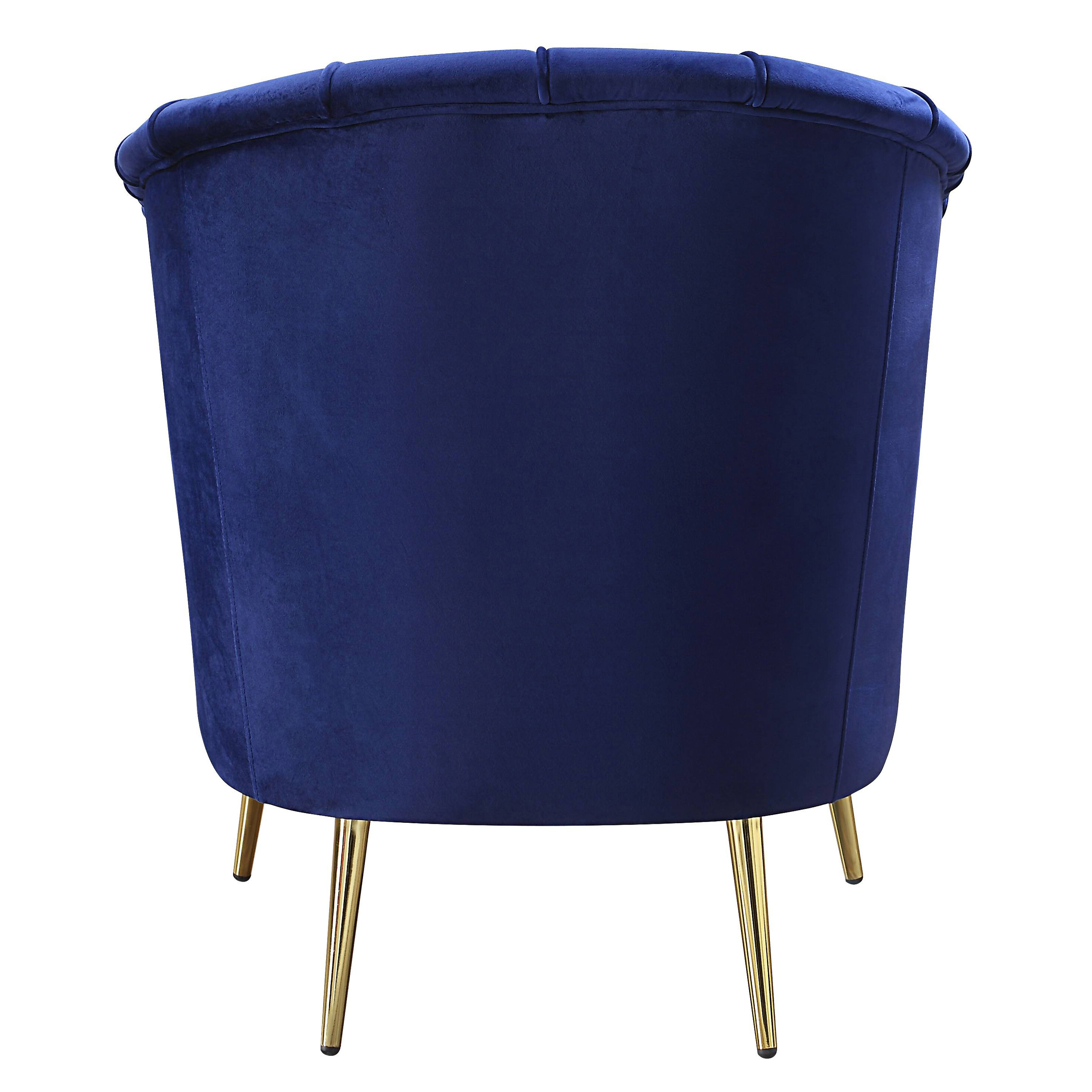 Blue and Gold Tufted Back Accent Chair