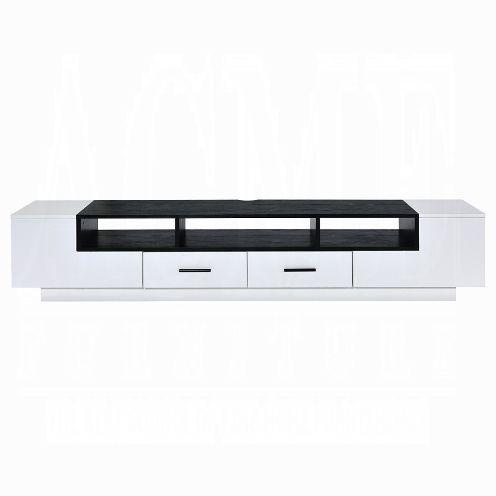 White and Black 2-Drawer TV Stand