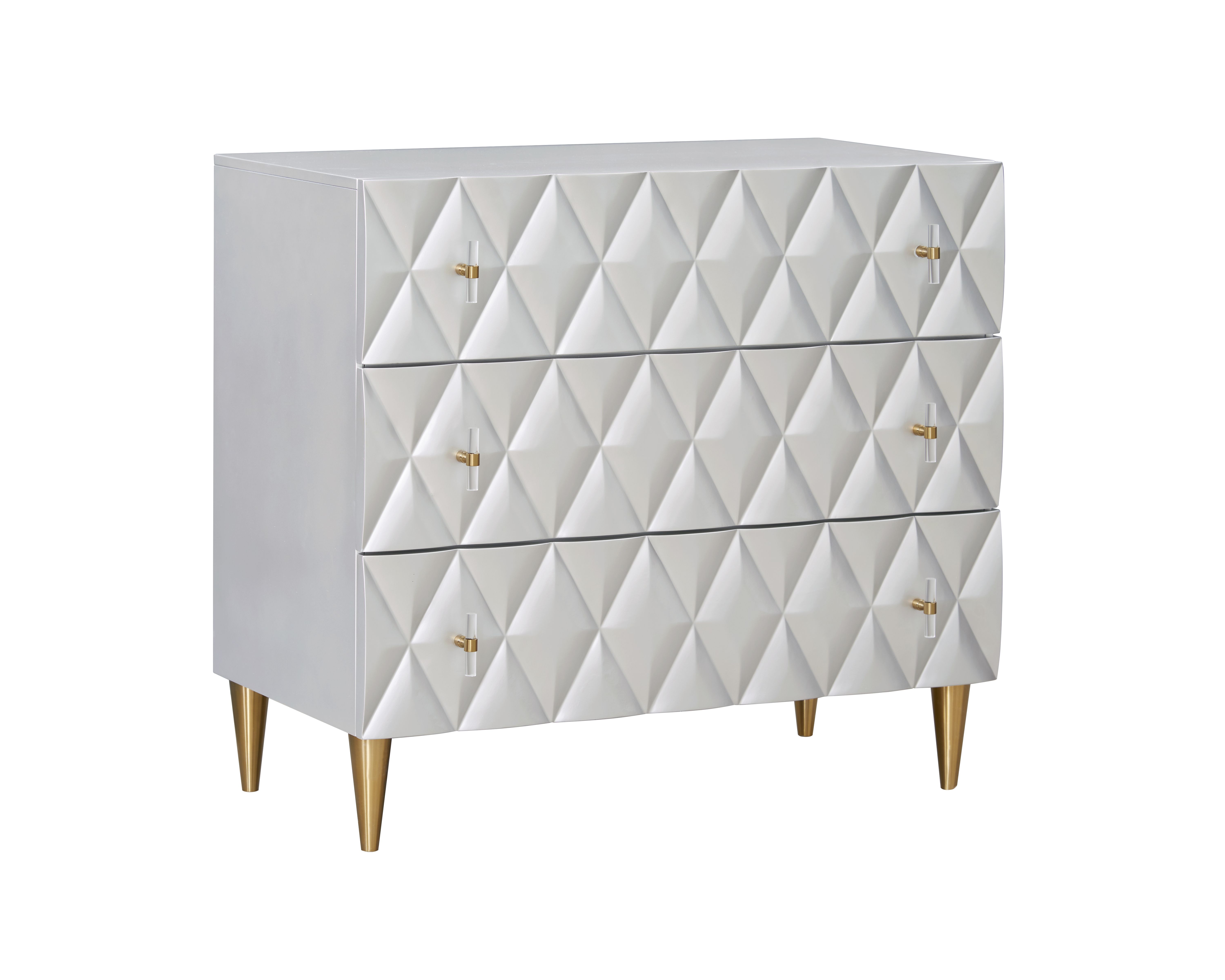 Metallic Silver and Champagne 3-Drawer Console Cabinet