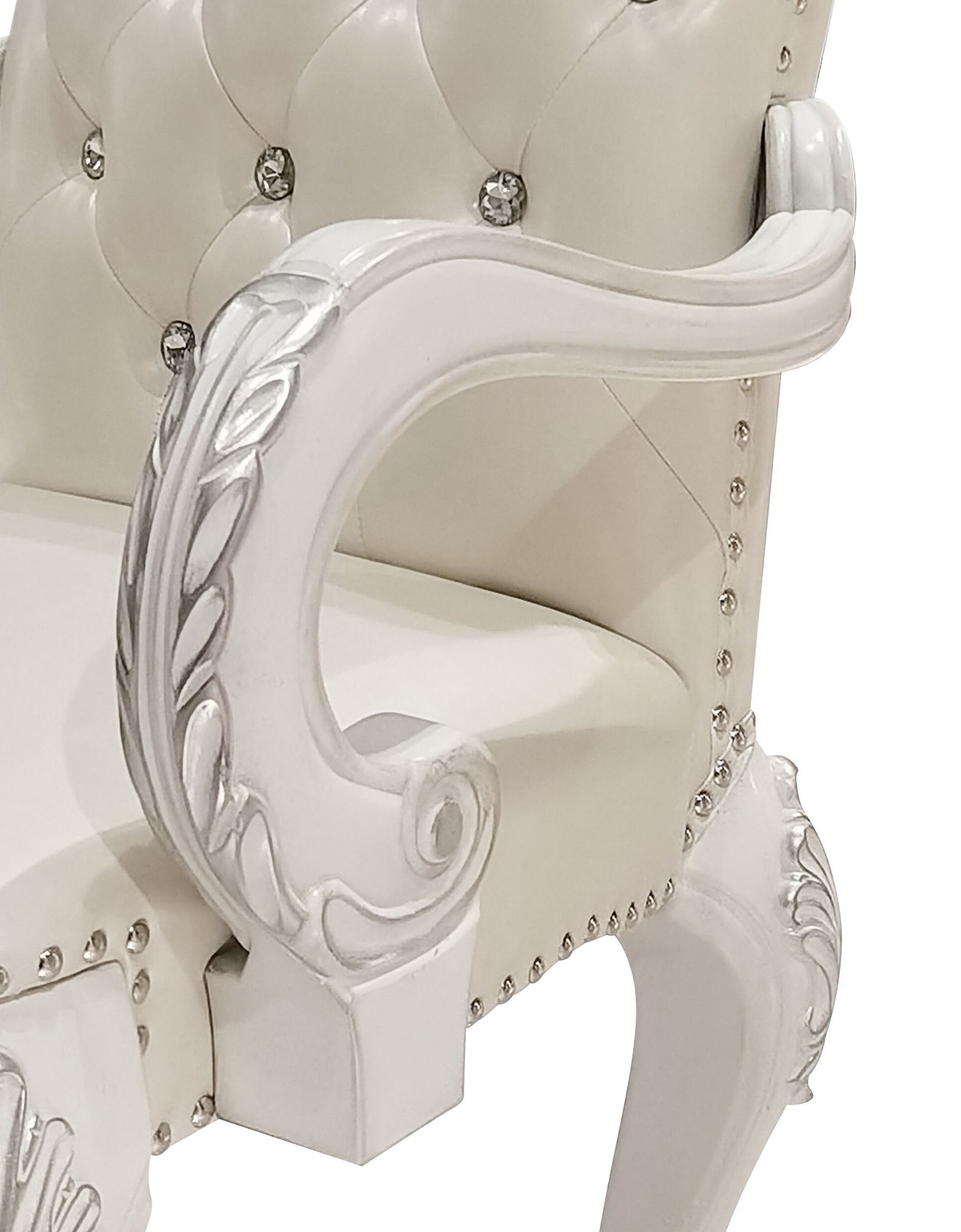 Ivory and Bone White Arm Chair with Button Tufted (Set of 2)