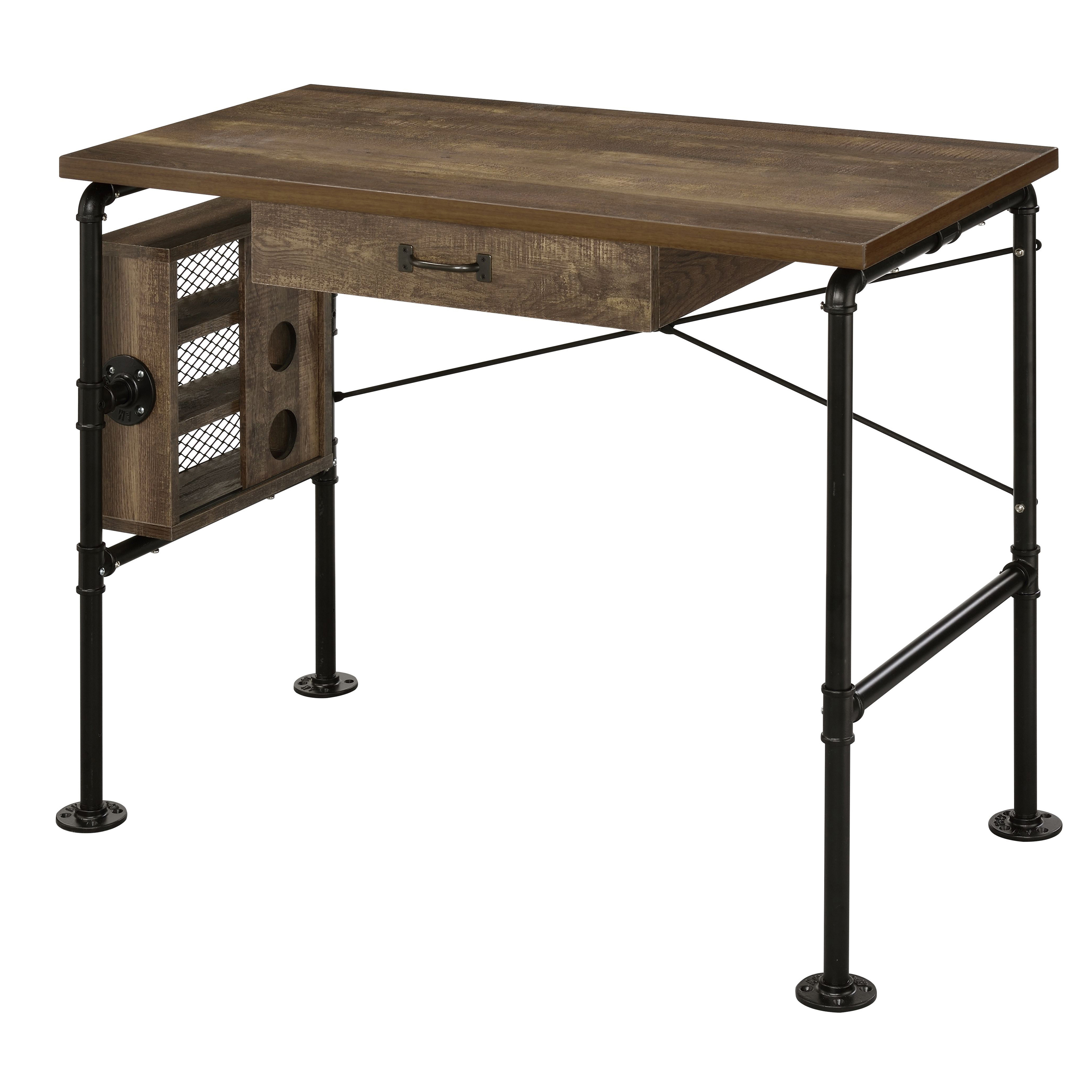 Weathered Oak and Black 1-drawer Writing Desk